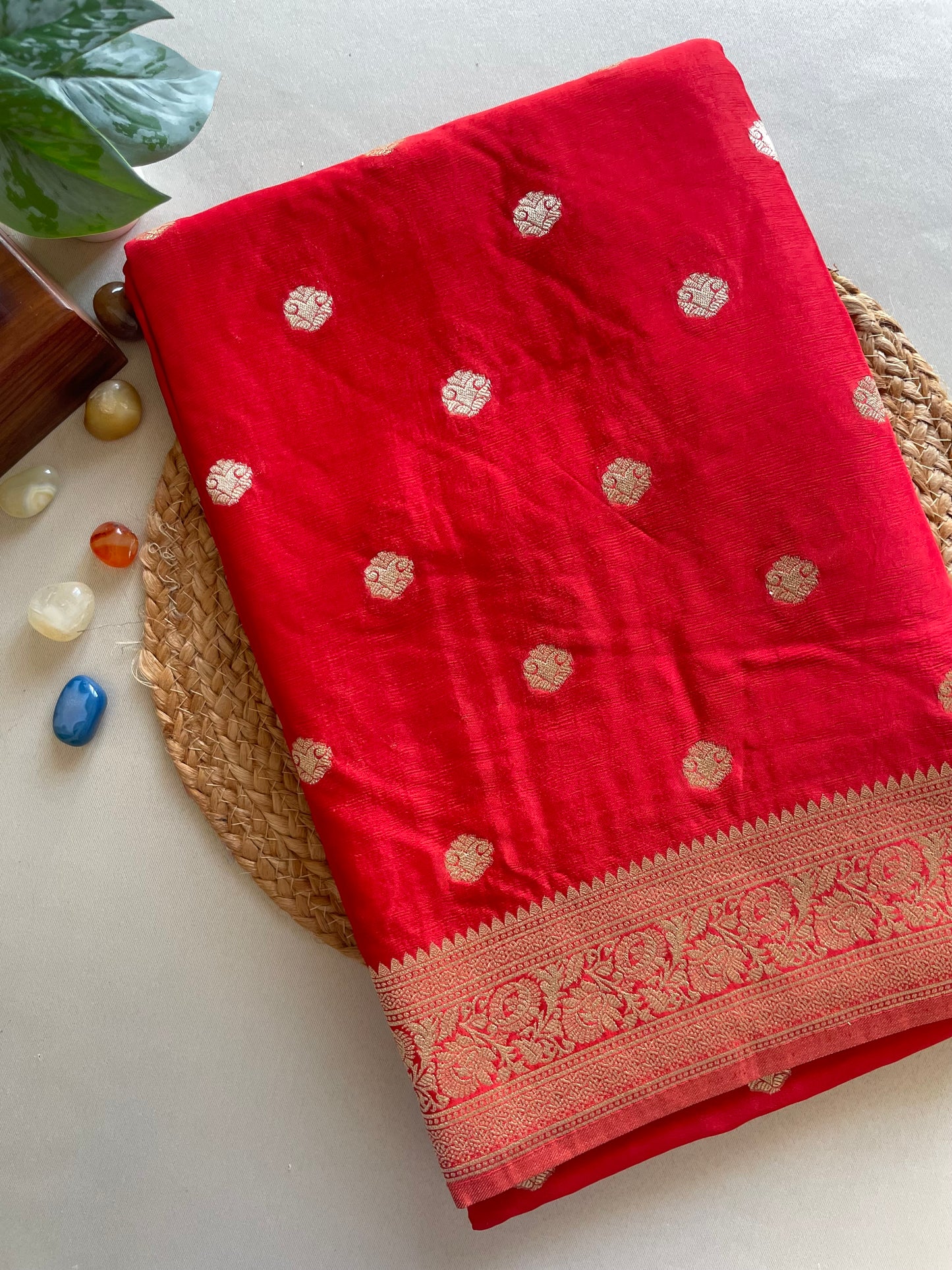 Red Banarasi Soft Crepe Saree
