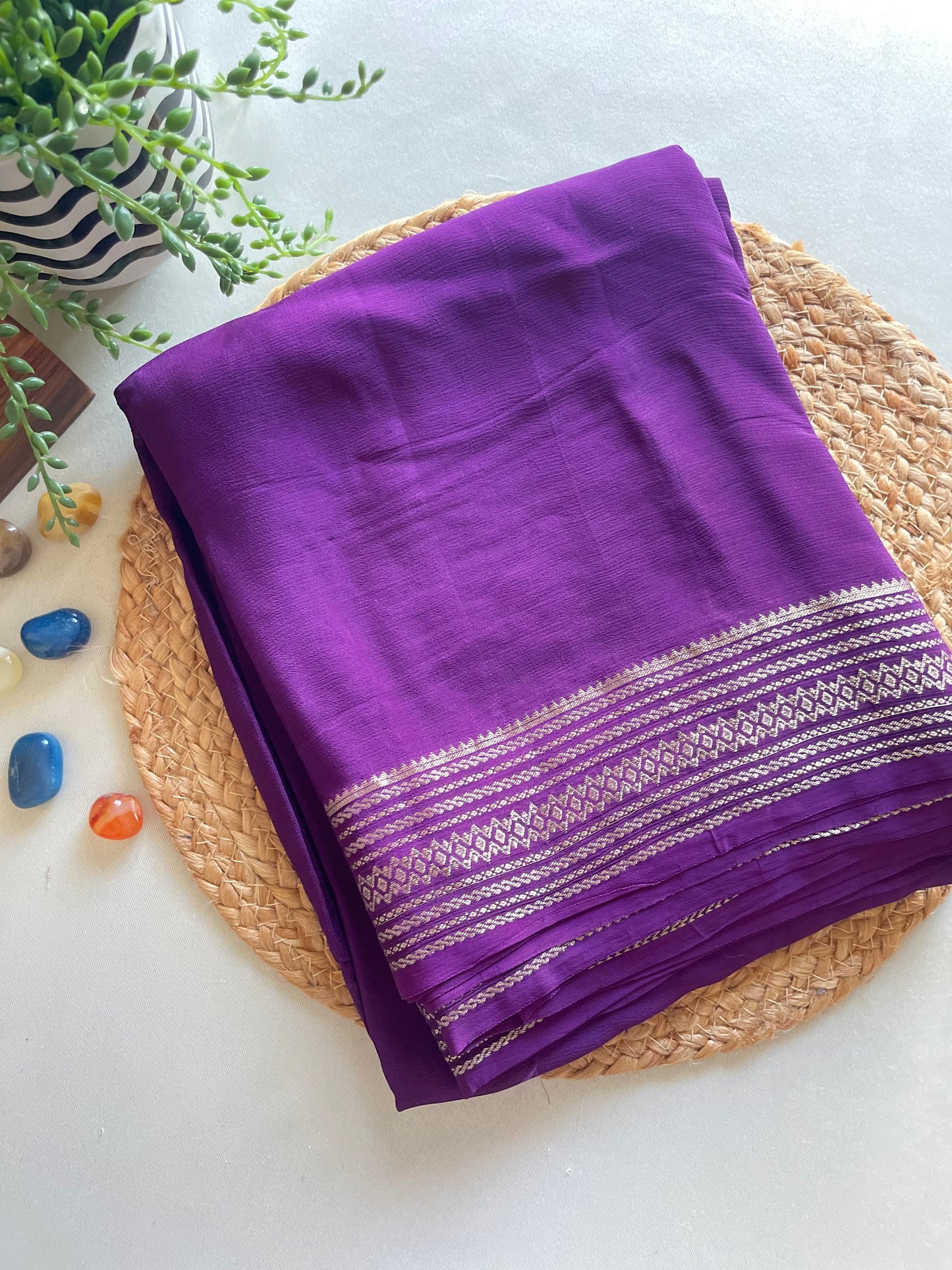 Purple Soft Crepe Silk Saree