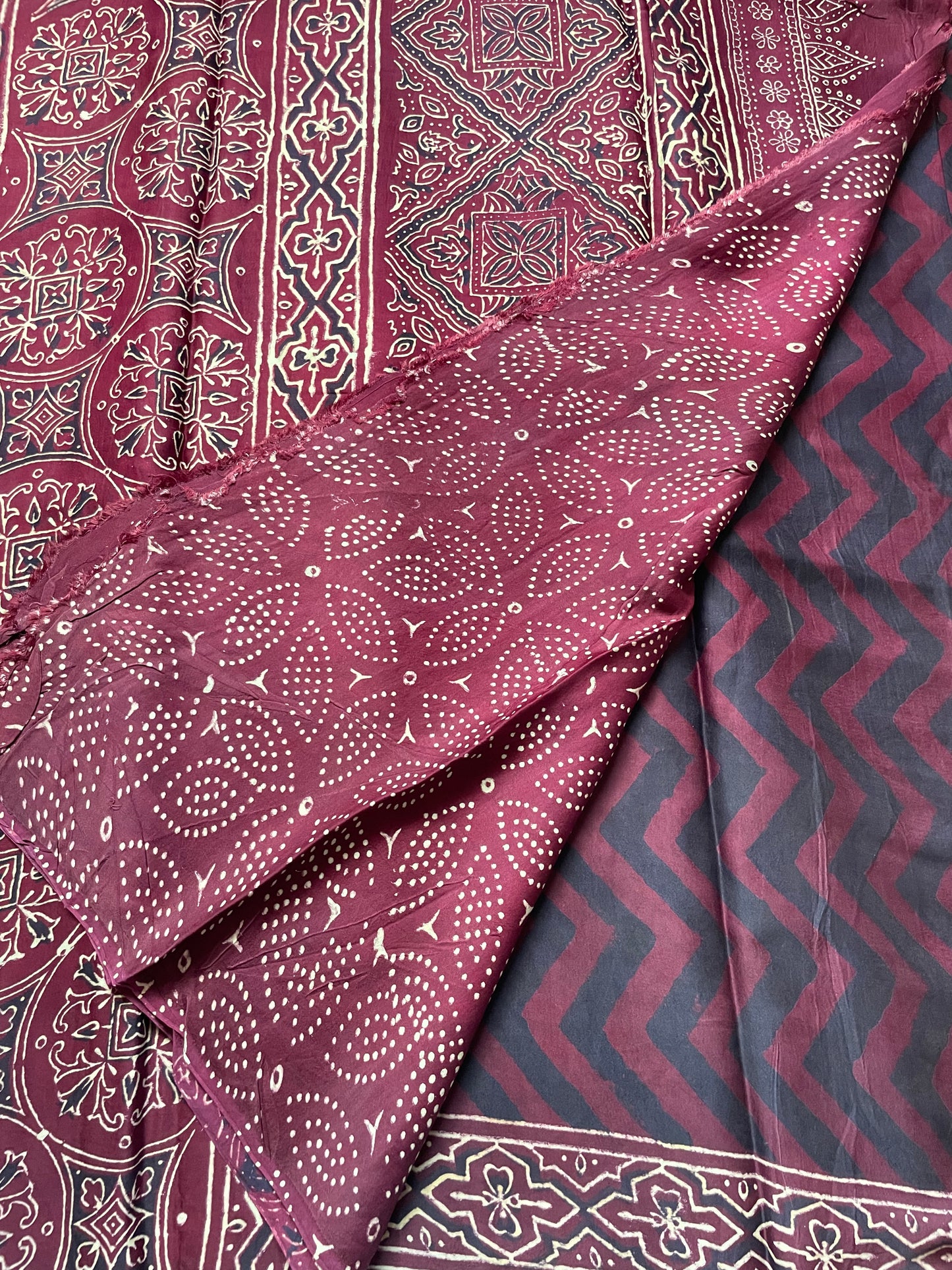 Dark Wine ZigZag Modal Silk Saree