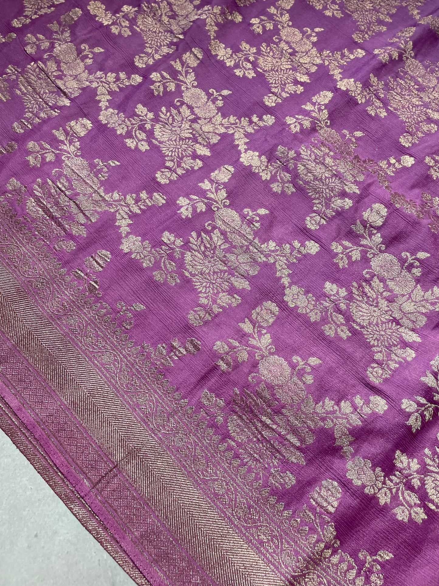 Lavender Banarasi Jaal Crepe Georgette Saree