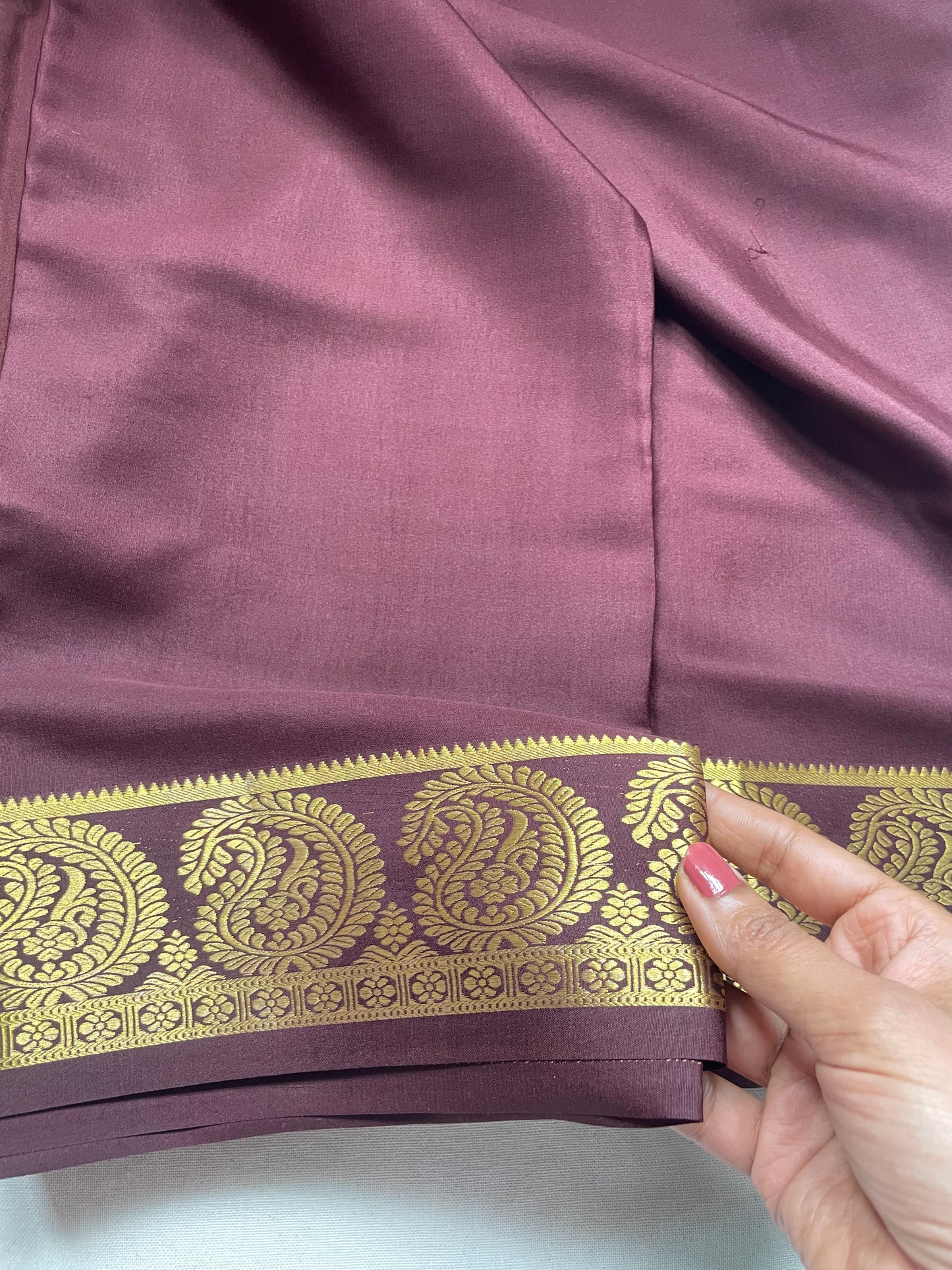Coffee Brown Big Mango Pure Mysore Crepe Silk Saree