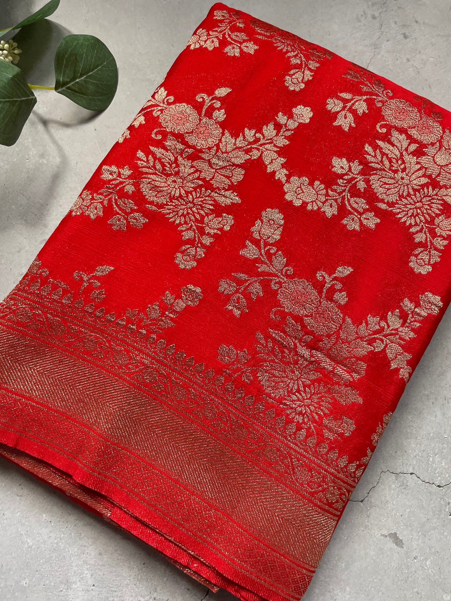 Red Banarasi Jaal Crepe Georgette Saree