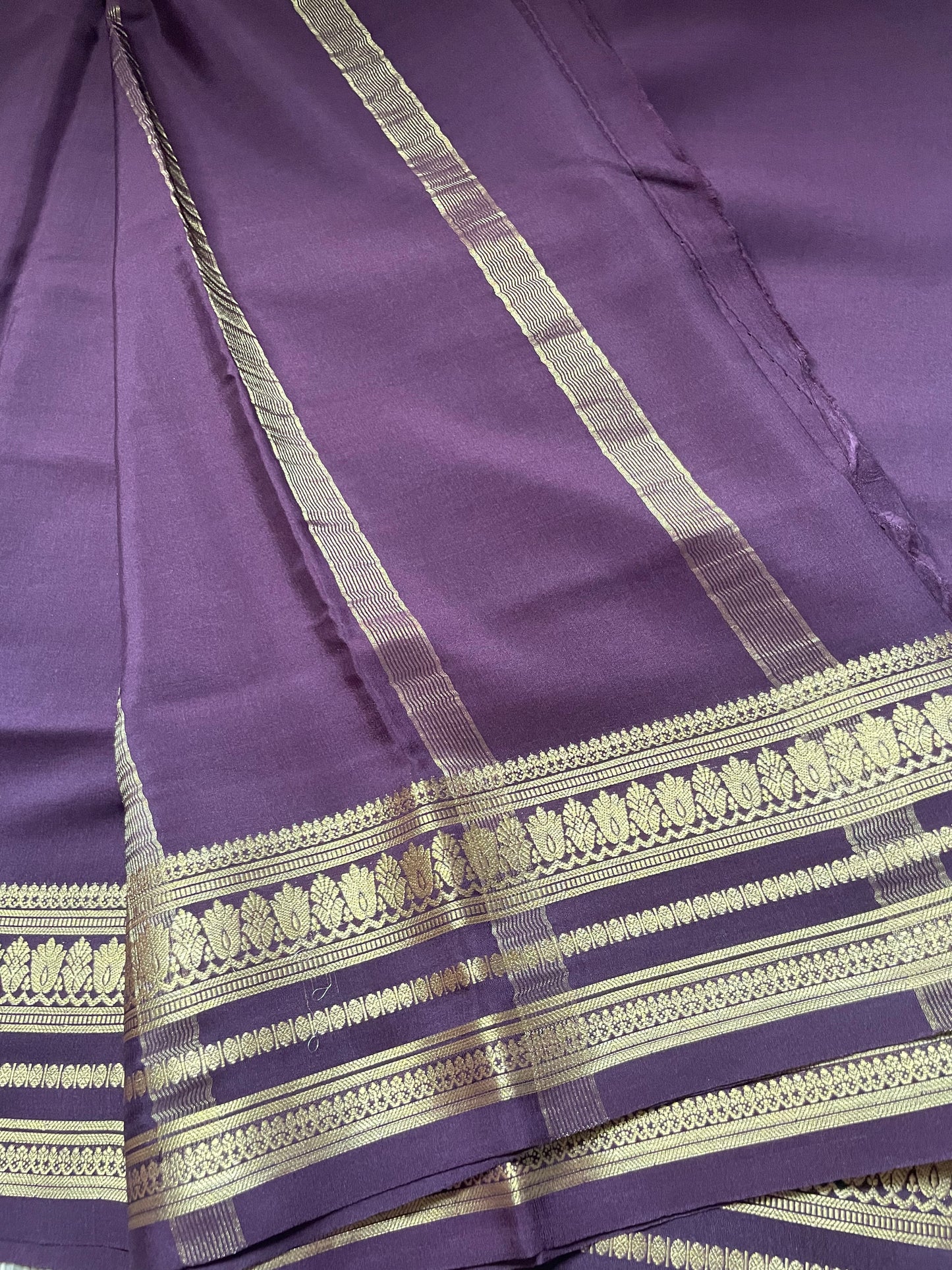 Cofee Brown Floral Border Pure Mysore Crepe Silk Saree