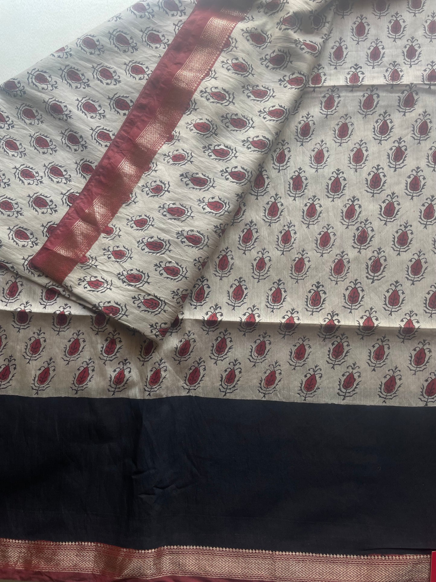 Ajrakh HandBlock 05 Maheshwari Silk Cotton Saree