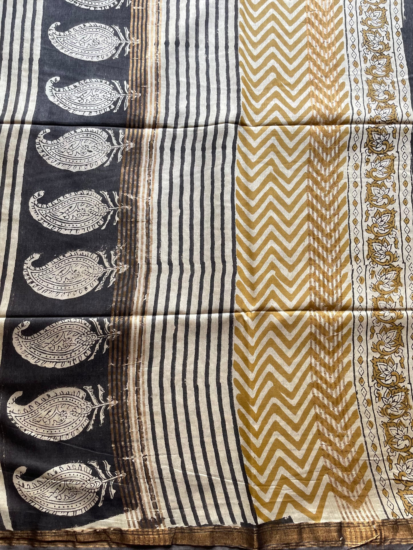 Ajrakh HandBlock 02 Chanderi Silk Cotton Saree