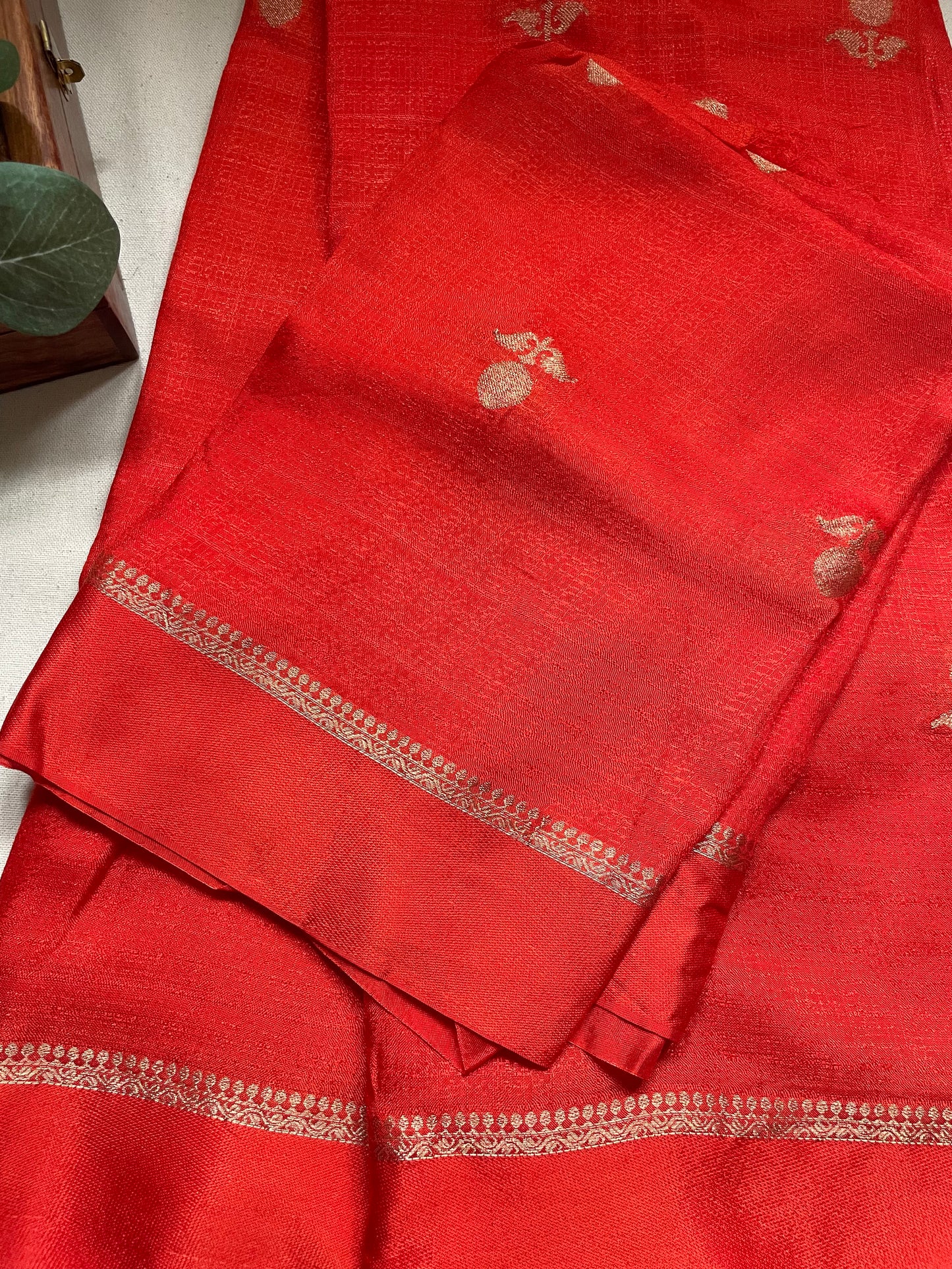 Orange Viscose Banarasi Crepe Silk Saree