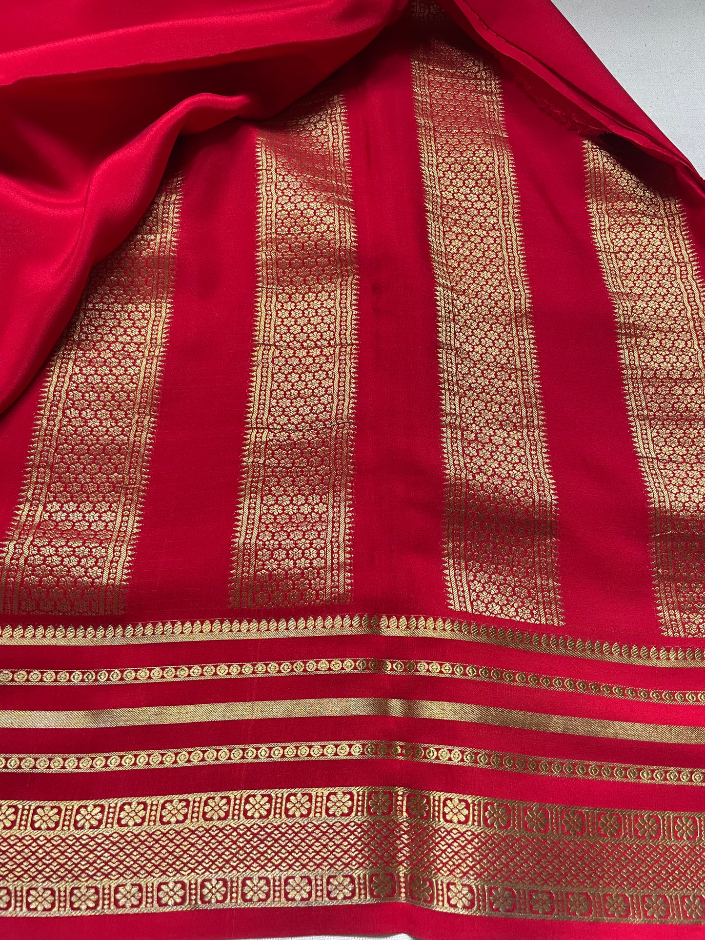 Red Rich Pallu Pure Mysore Crepe Silk Saree