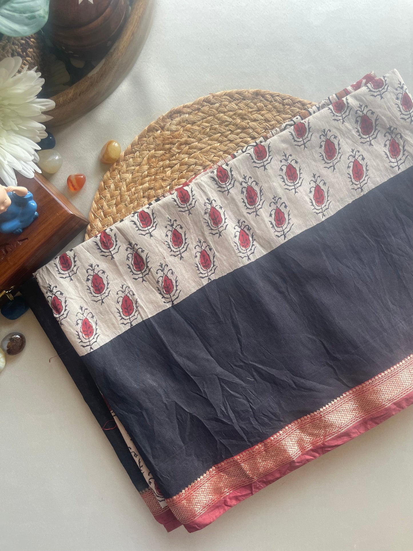 Ajrakh HandBlock 05 Maheshwari Silk Cotton Saree
