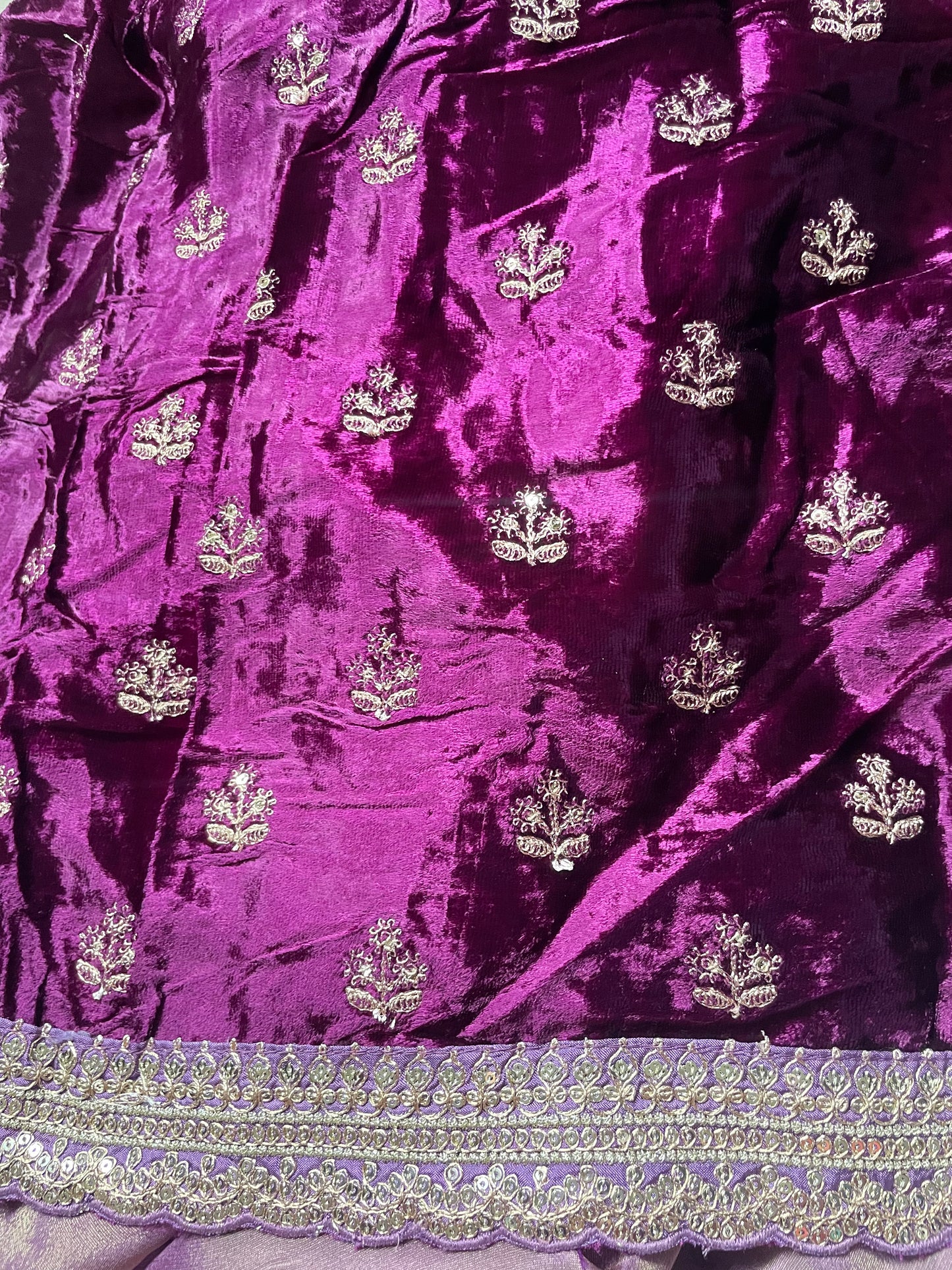 Purple Lace border Tissue Saree