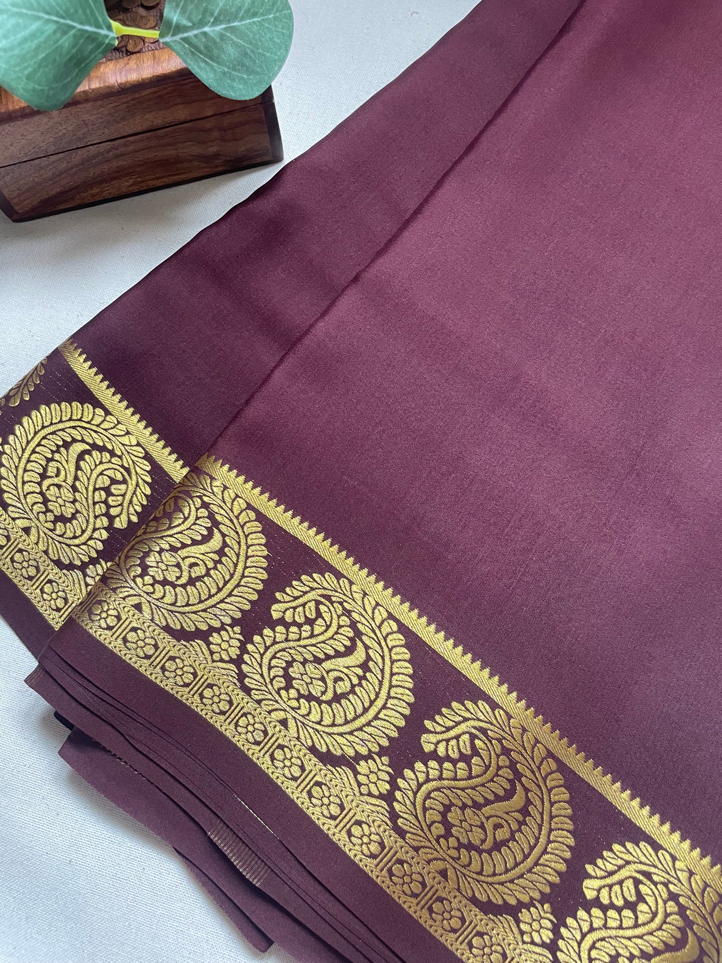 Coffee Brown Big Mango Pure Mysore Crepe Silk Saree