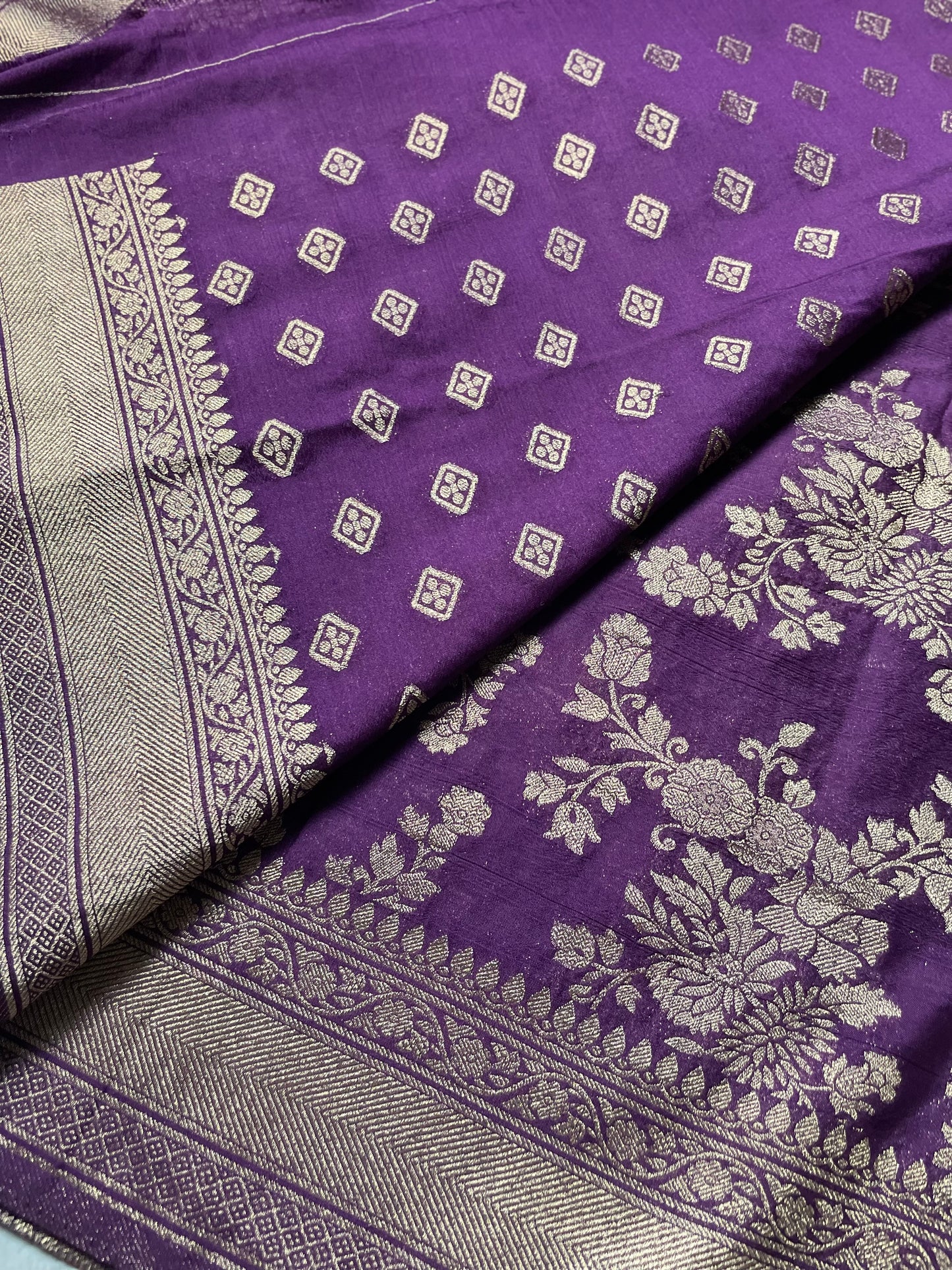 Purple Banarasi Jaal Crepe Georgette Saree