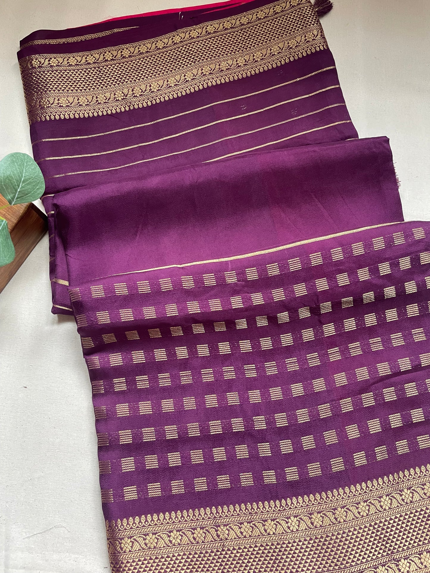Purple Lines Viscose Crepe Saree