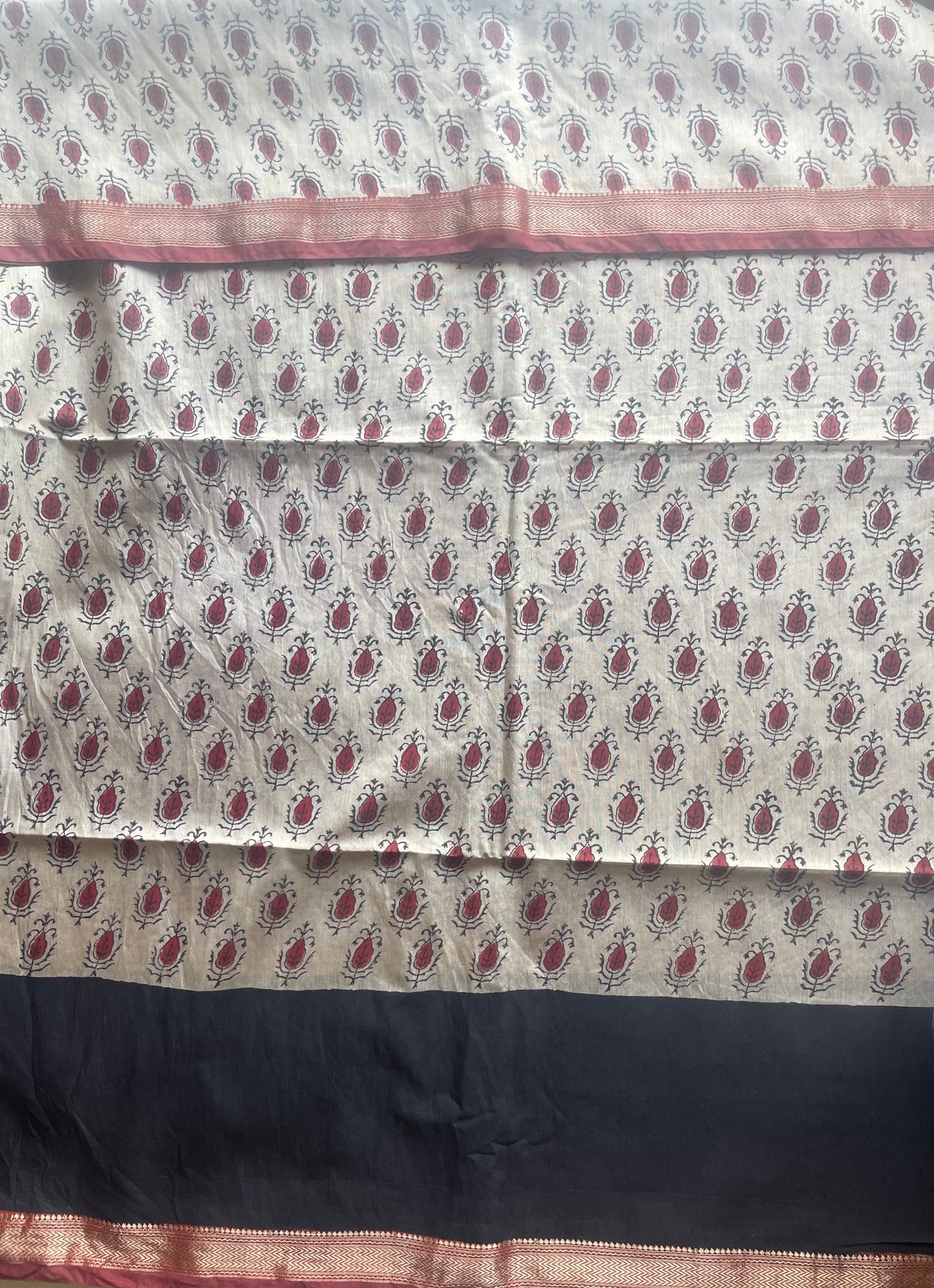 Ajrakh HandBlock 05 Maheshwari Silk Cotton Saree