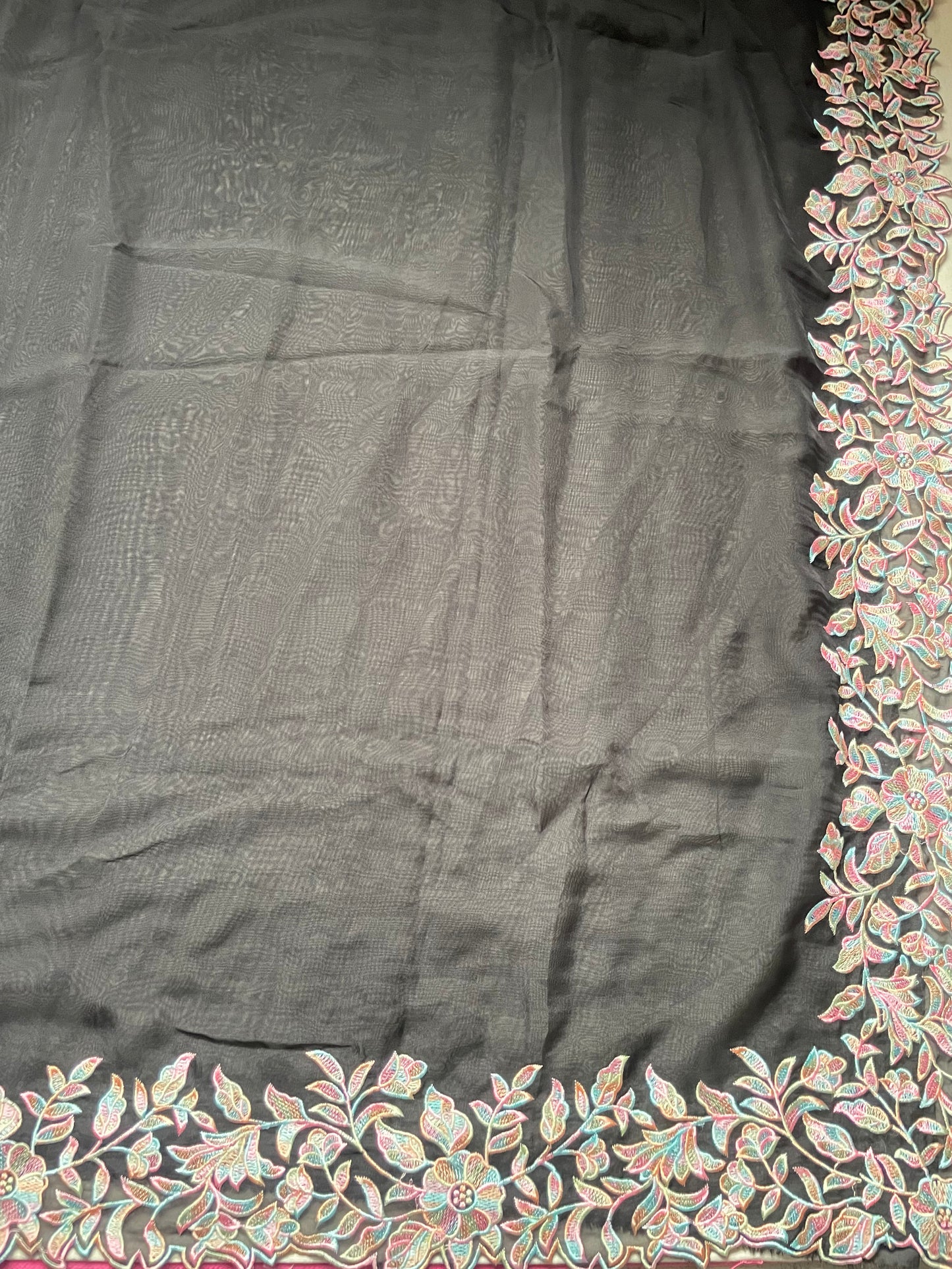 Black Cutwork Organza Saree