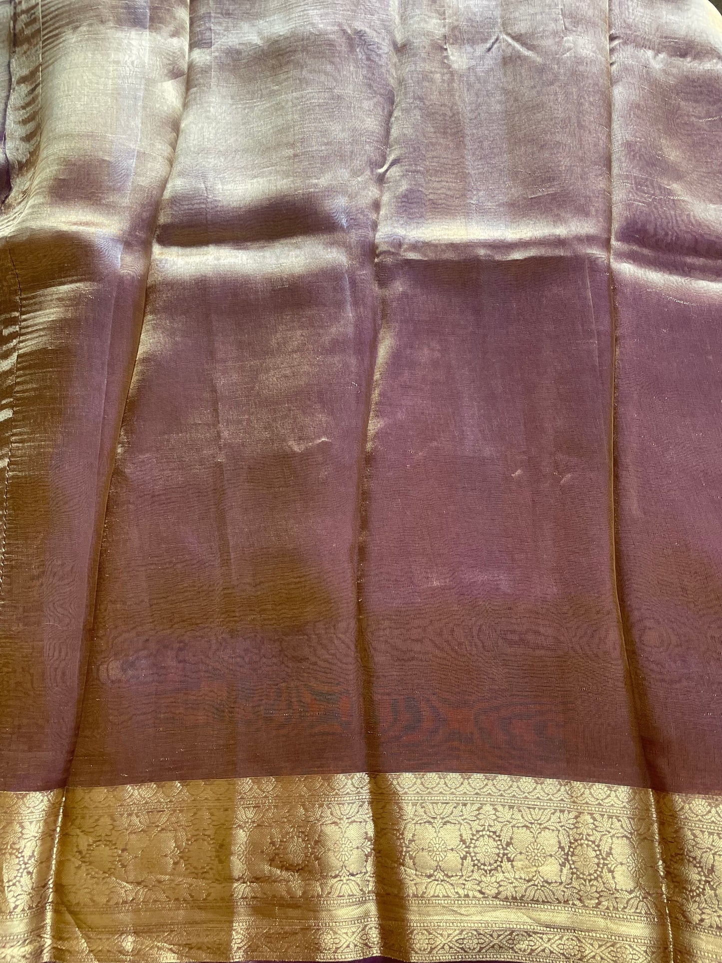 Dark Grey Pure Tissue Silk Saree