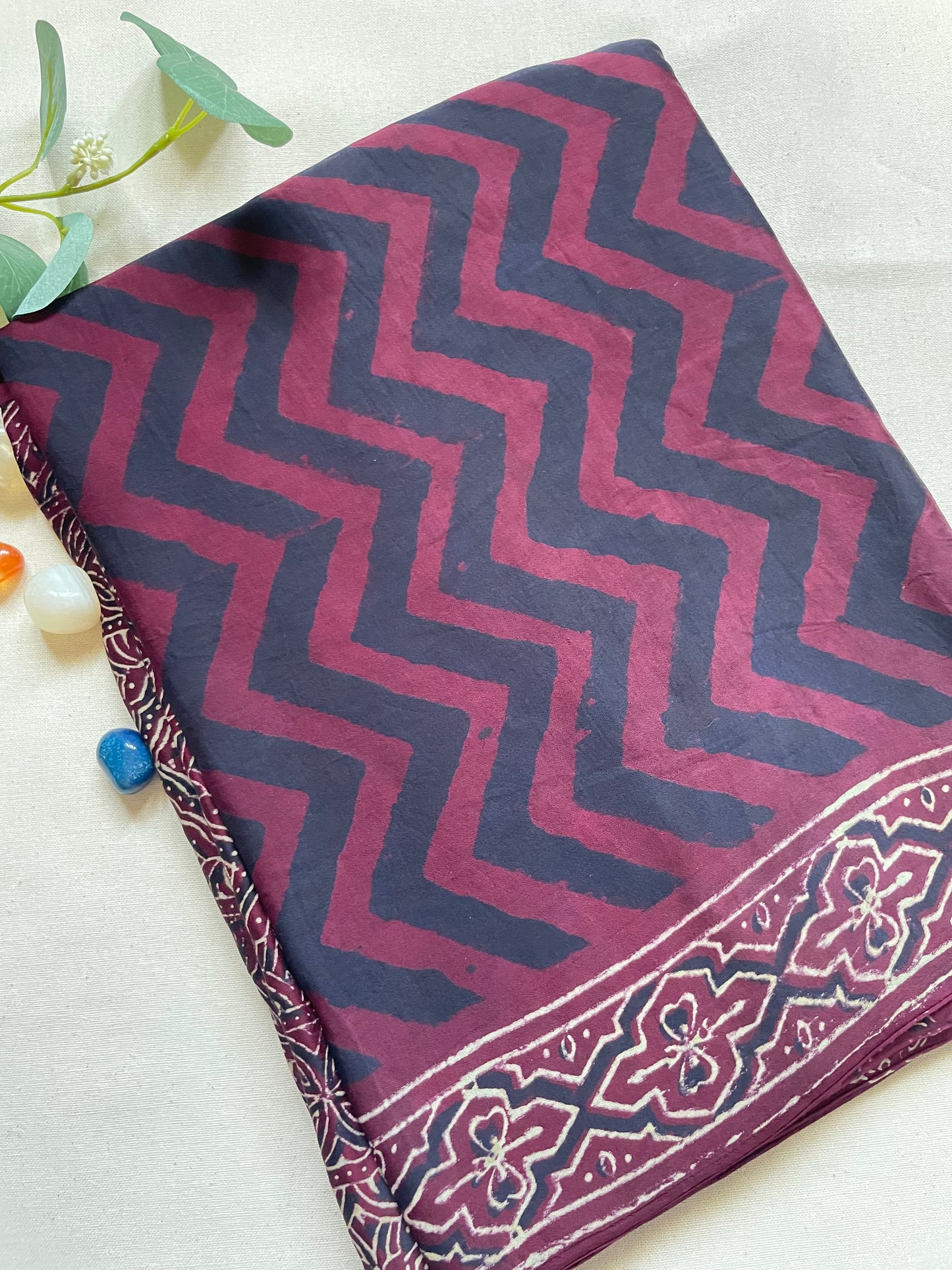 Dark Wine ZigZag Modal Silk Saree