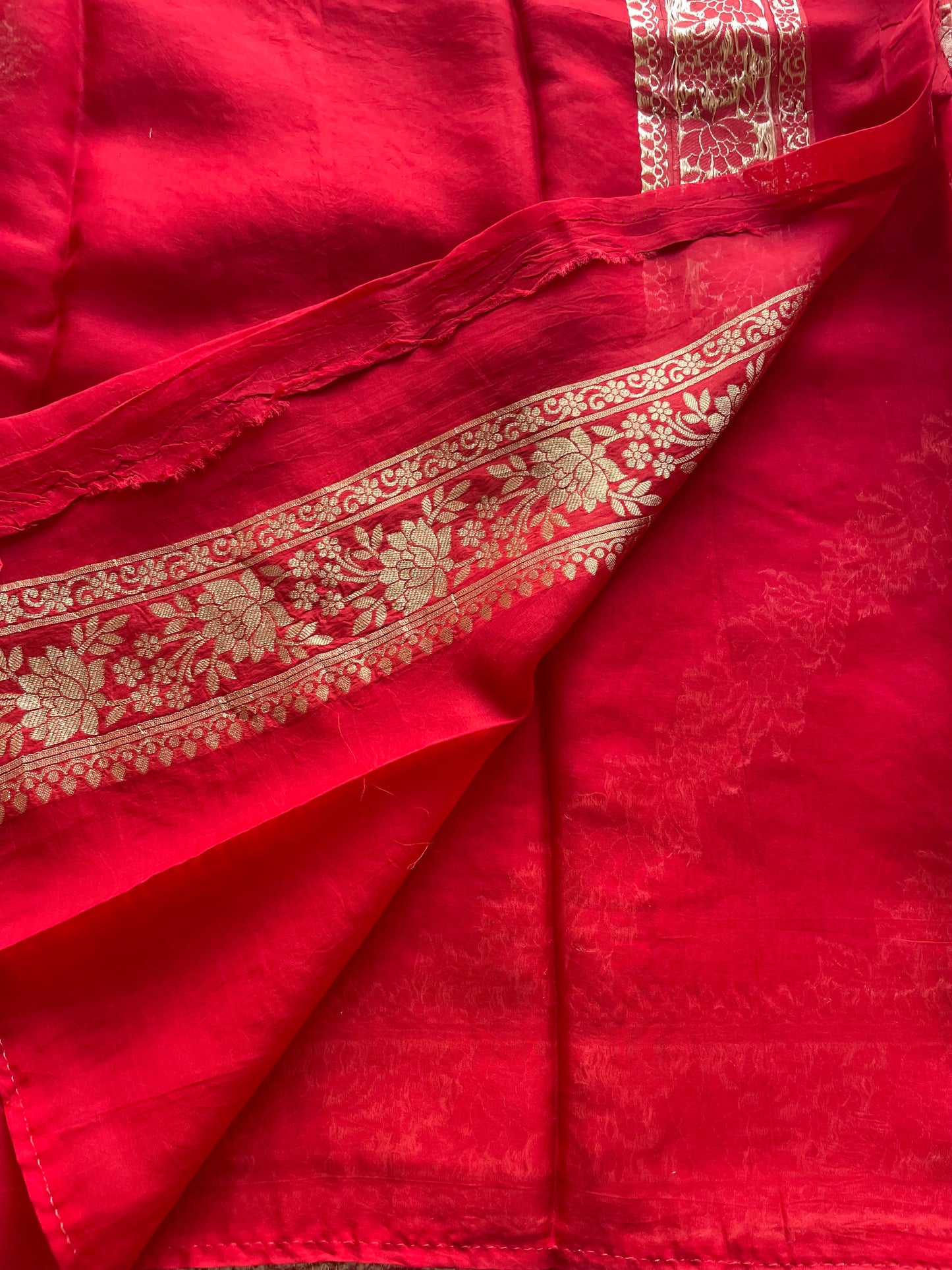 Red Lehariya Banarasi Georgette Saree