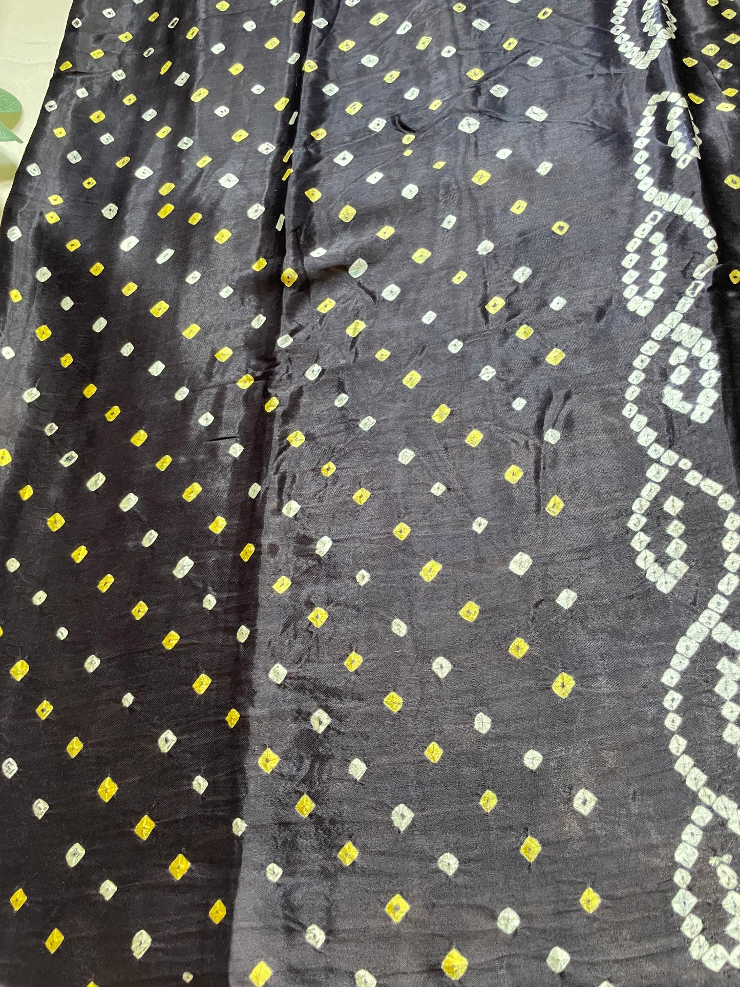 Black Hand Bandhini Modal Silk Saree