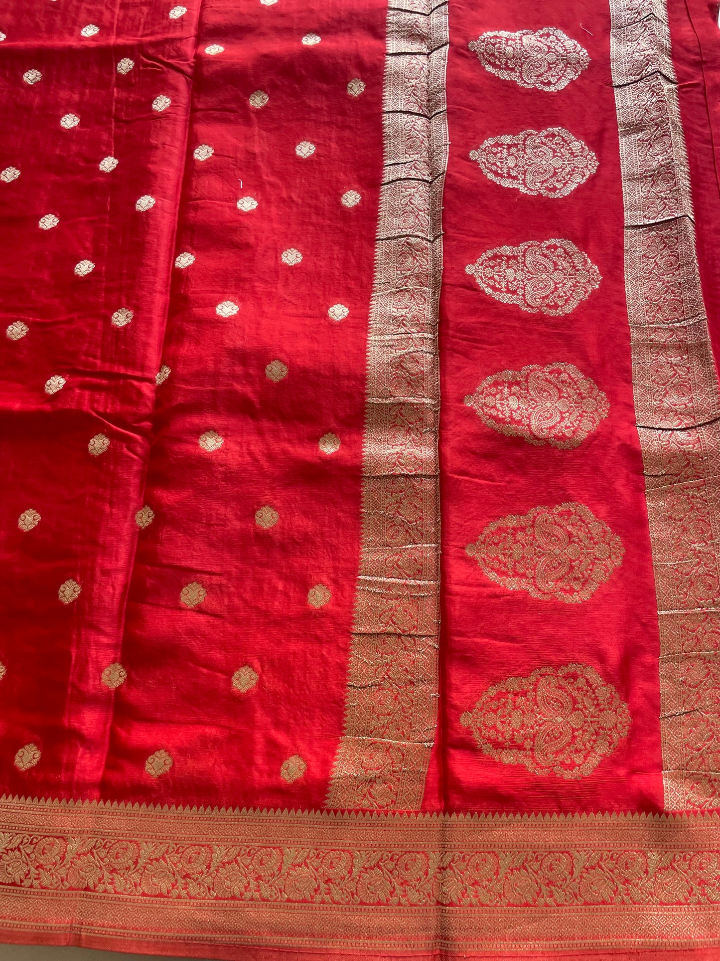 Red Banarasi Soft Crepe Saree