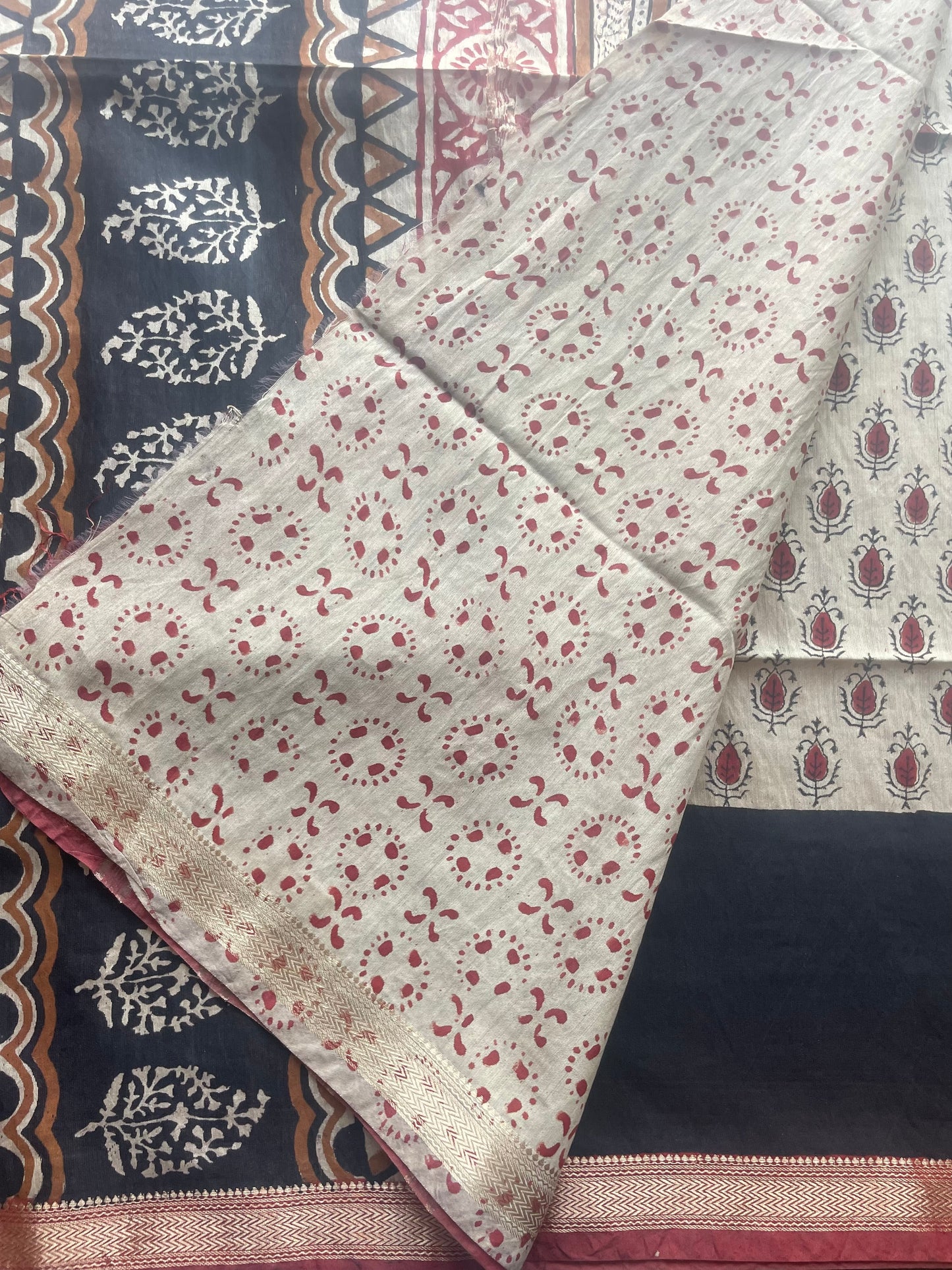 Ajrakh HandBlock 05 Maheshwari Silk Cotton Saree