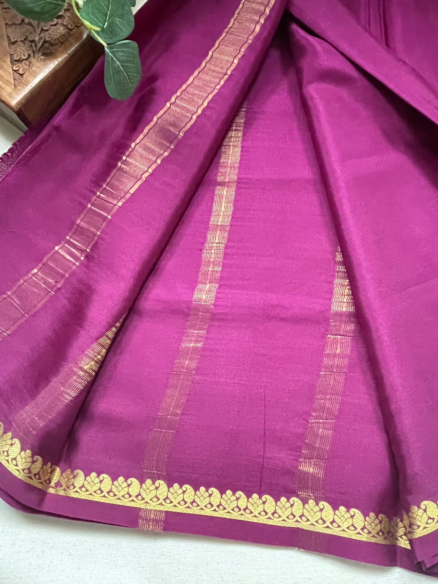Dark Wine Small Mango Pure Mysore Crepe Silk Saree