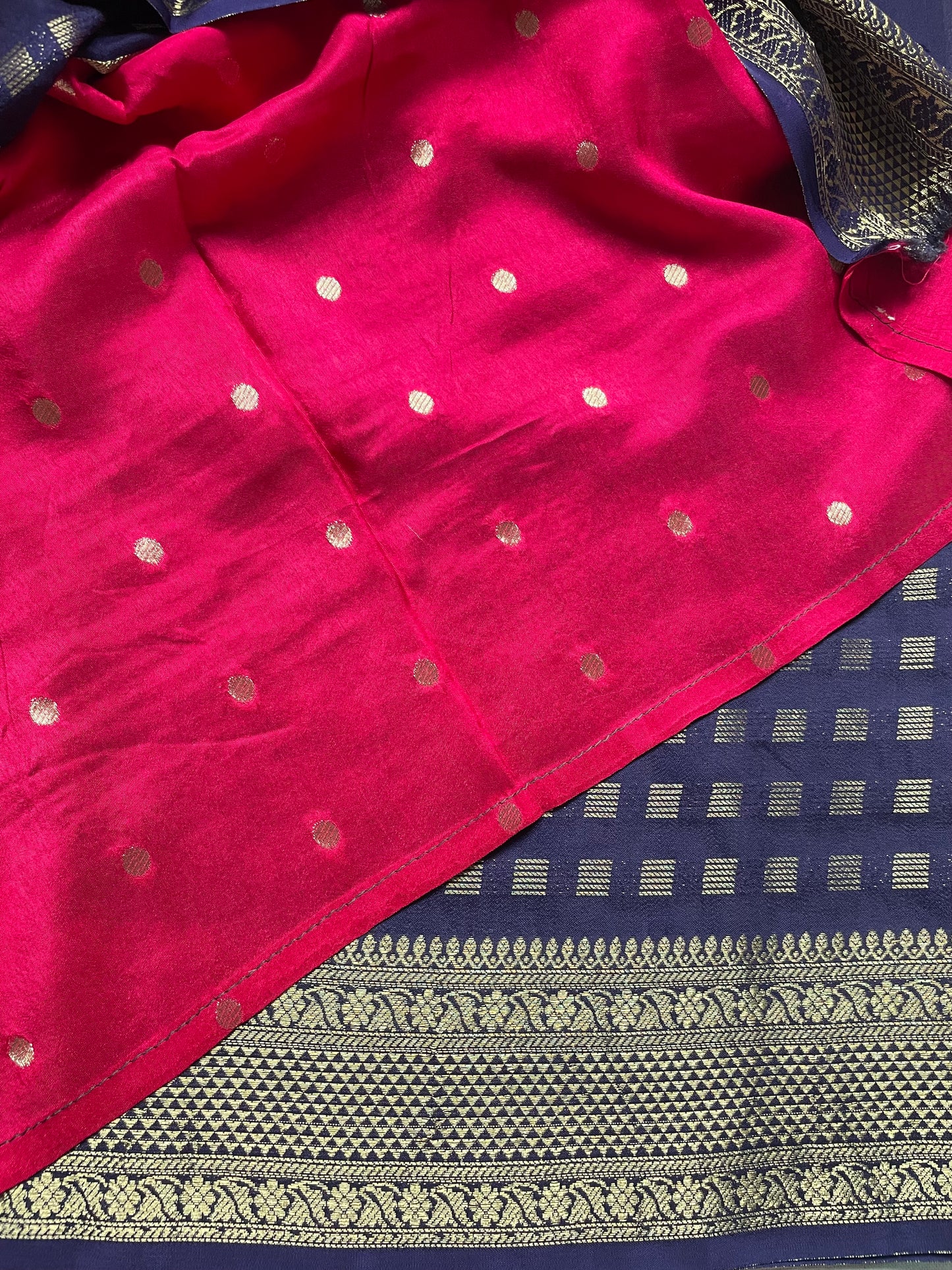 Navy Blue Lines Viscose Crepe Saree