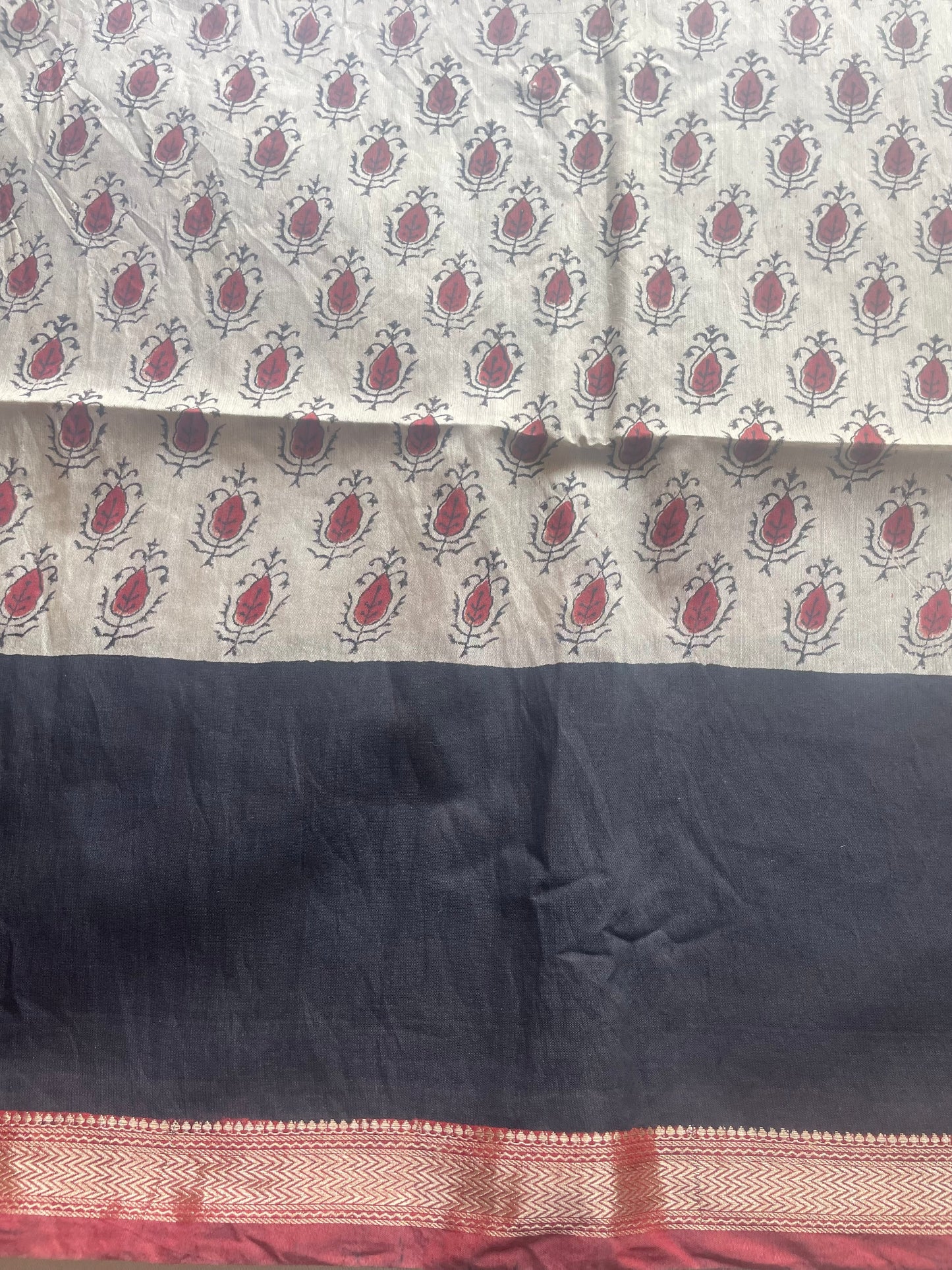 Ajrakh HandBlock 05 Maheshwari Silk Cotton Saree