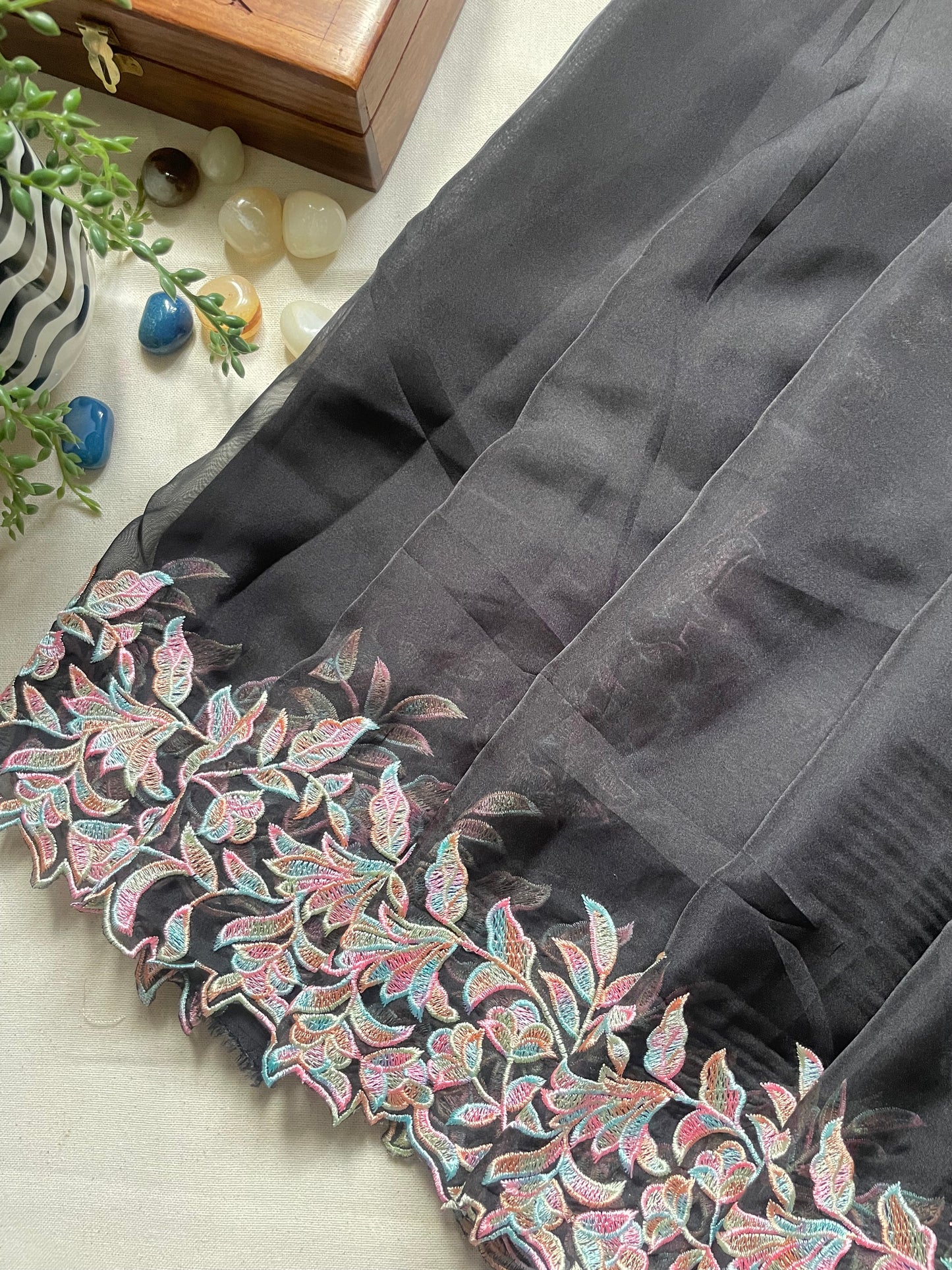 Black Cutwork Organza Saree