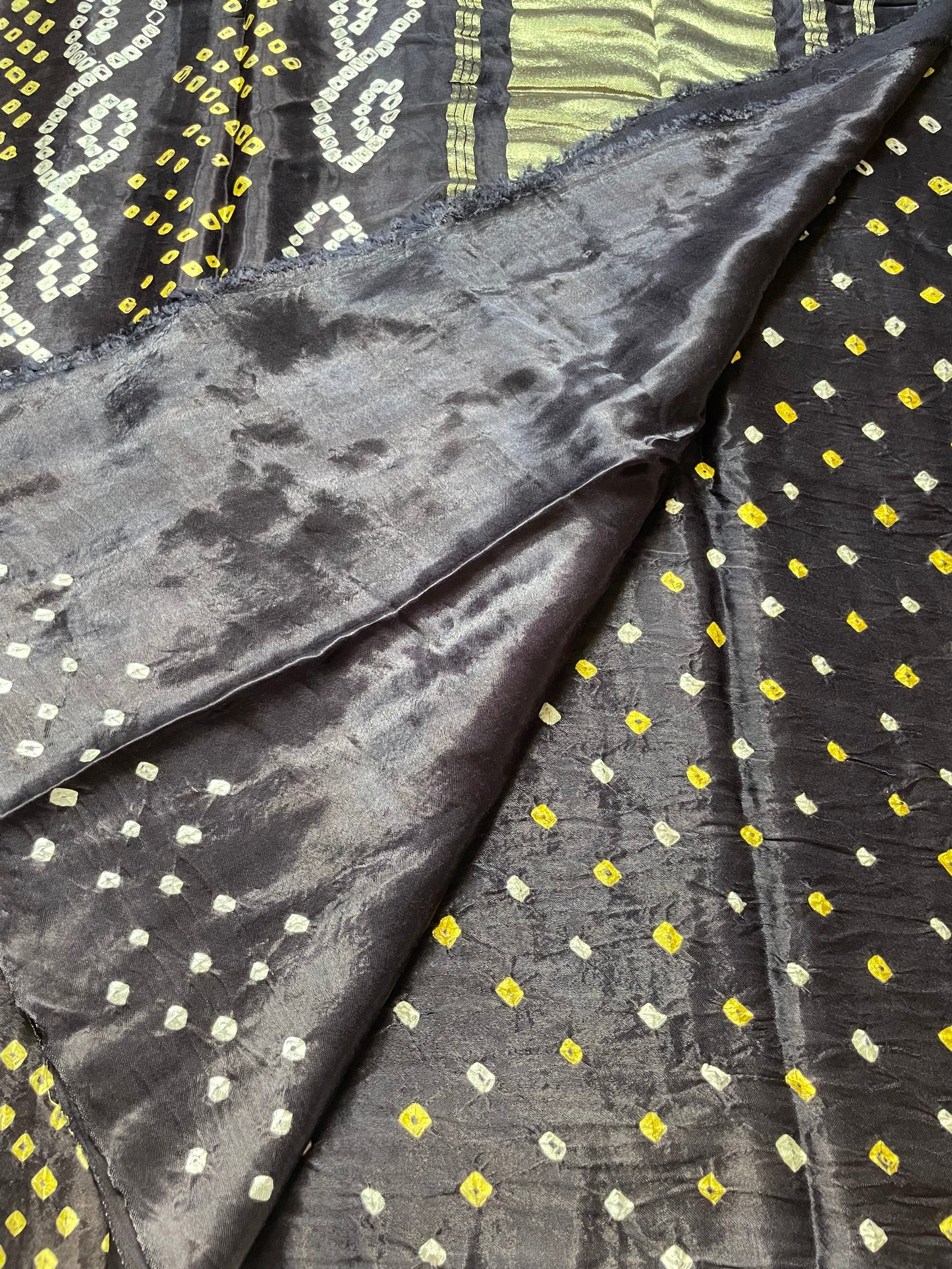 Black Hand Bandhini Modal Silk Saree
