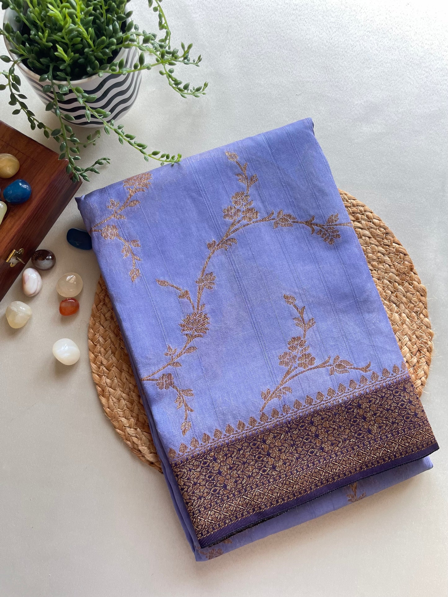 Purple Jaal Banarasi Tussar Silk Saree