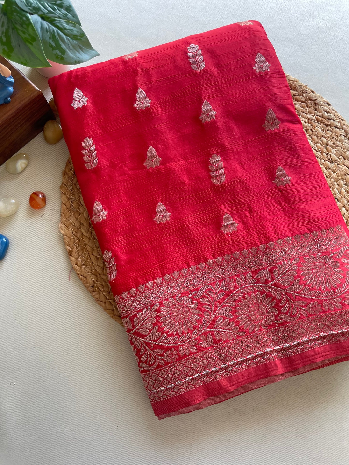 Red Banarasi Soft Crepe Saree