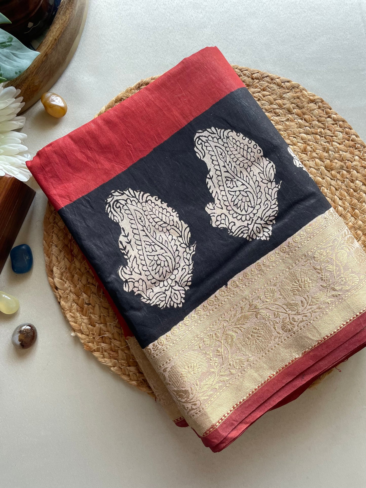 Ajrakh HandBlock 03 Maheshwari Silk Cotton Saree