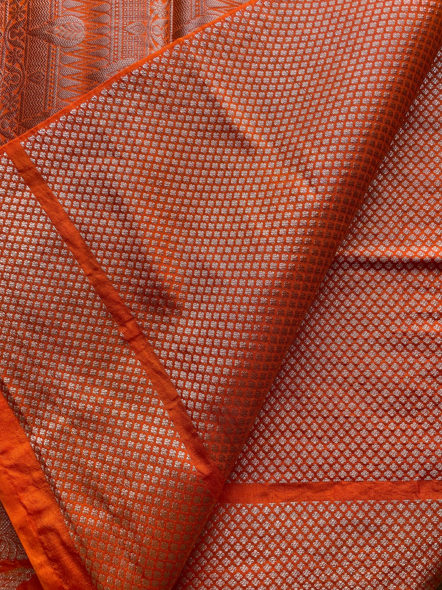 Orange Semi Raw Mango Saree