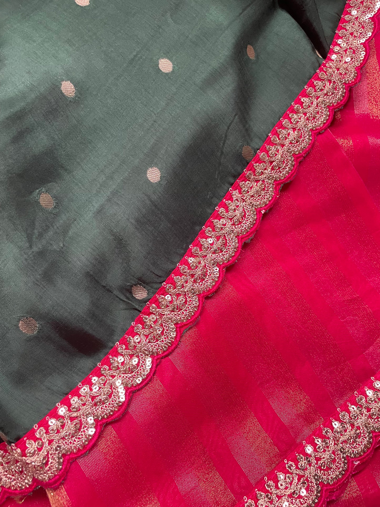 Pink Stripe Lace border Tissue Saree
