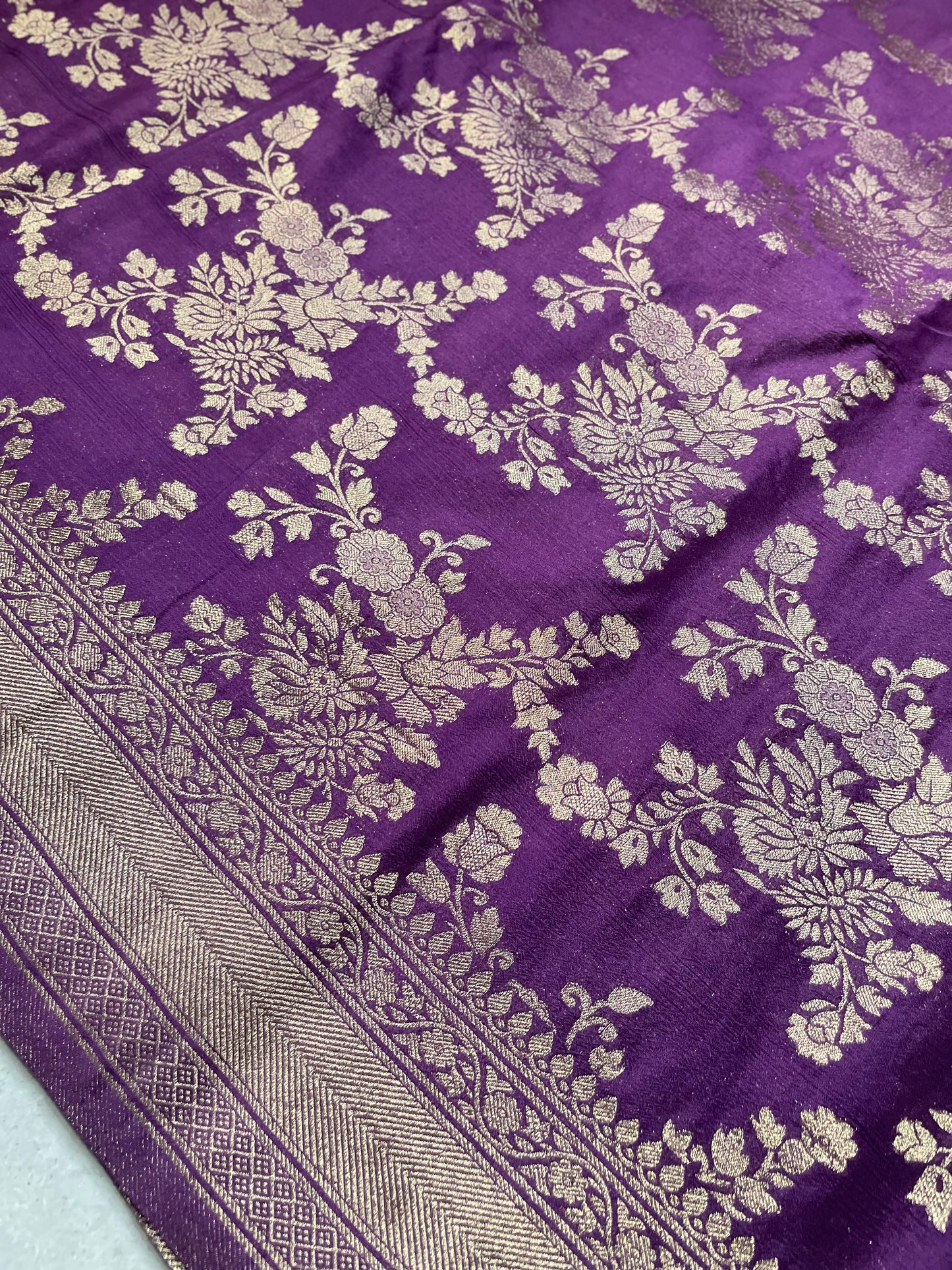 Purple Banarasi Jaal Crepe Georgette Saree