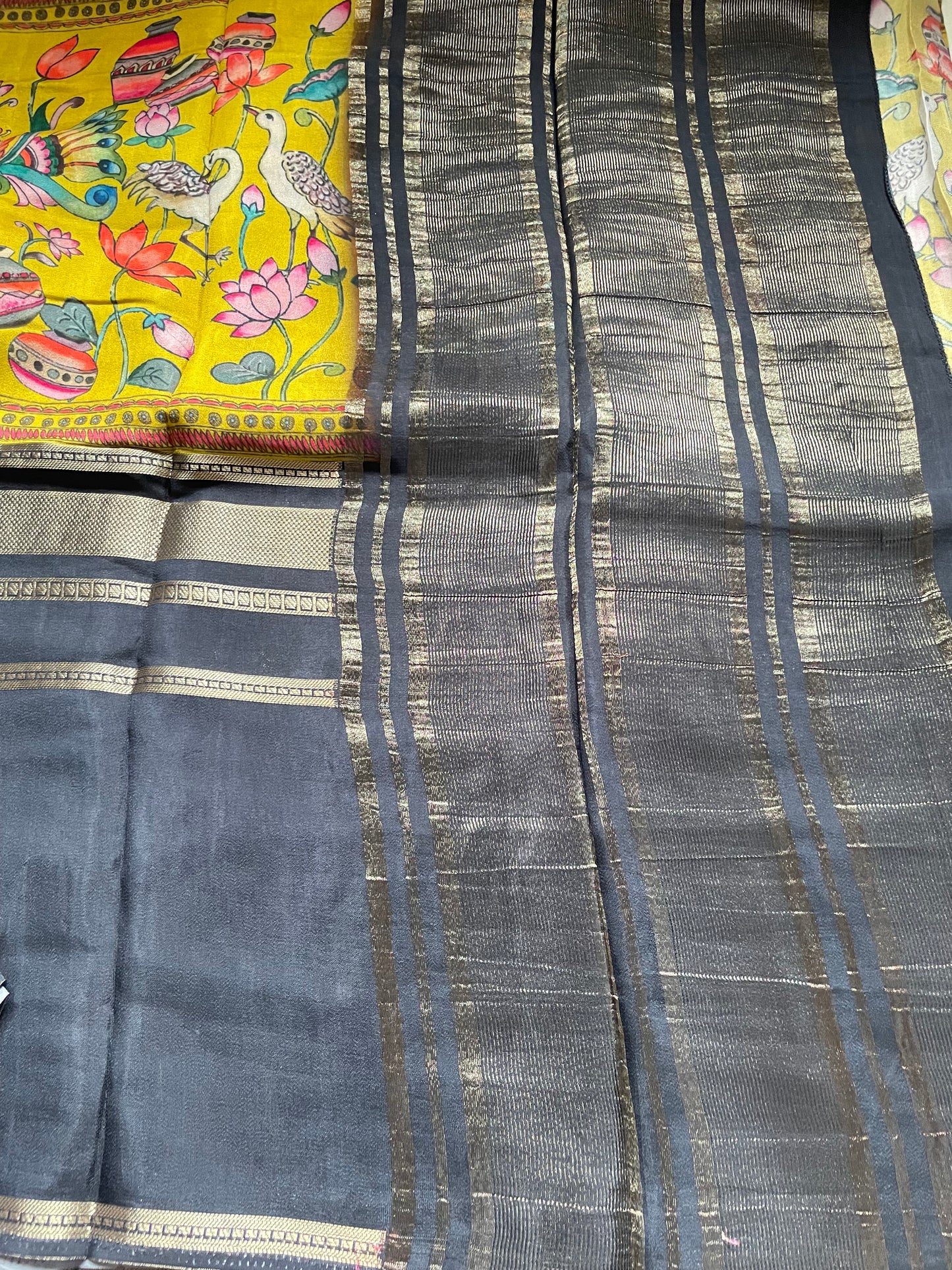 Yellow 02 Printed Viscose Crepe Saree