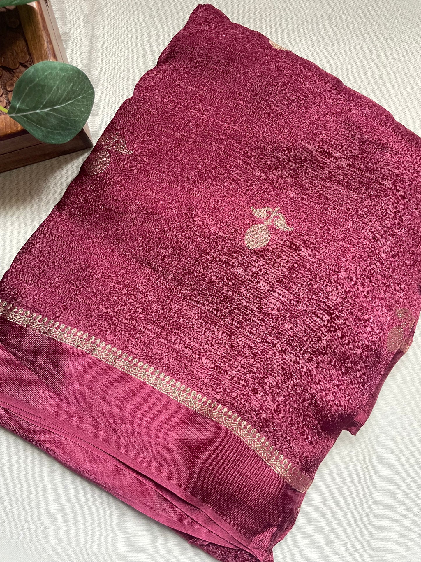 Brown Viscose Banarasi Crepe Silk Saree