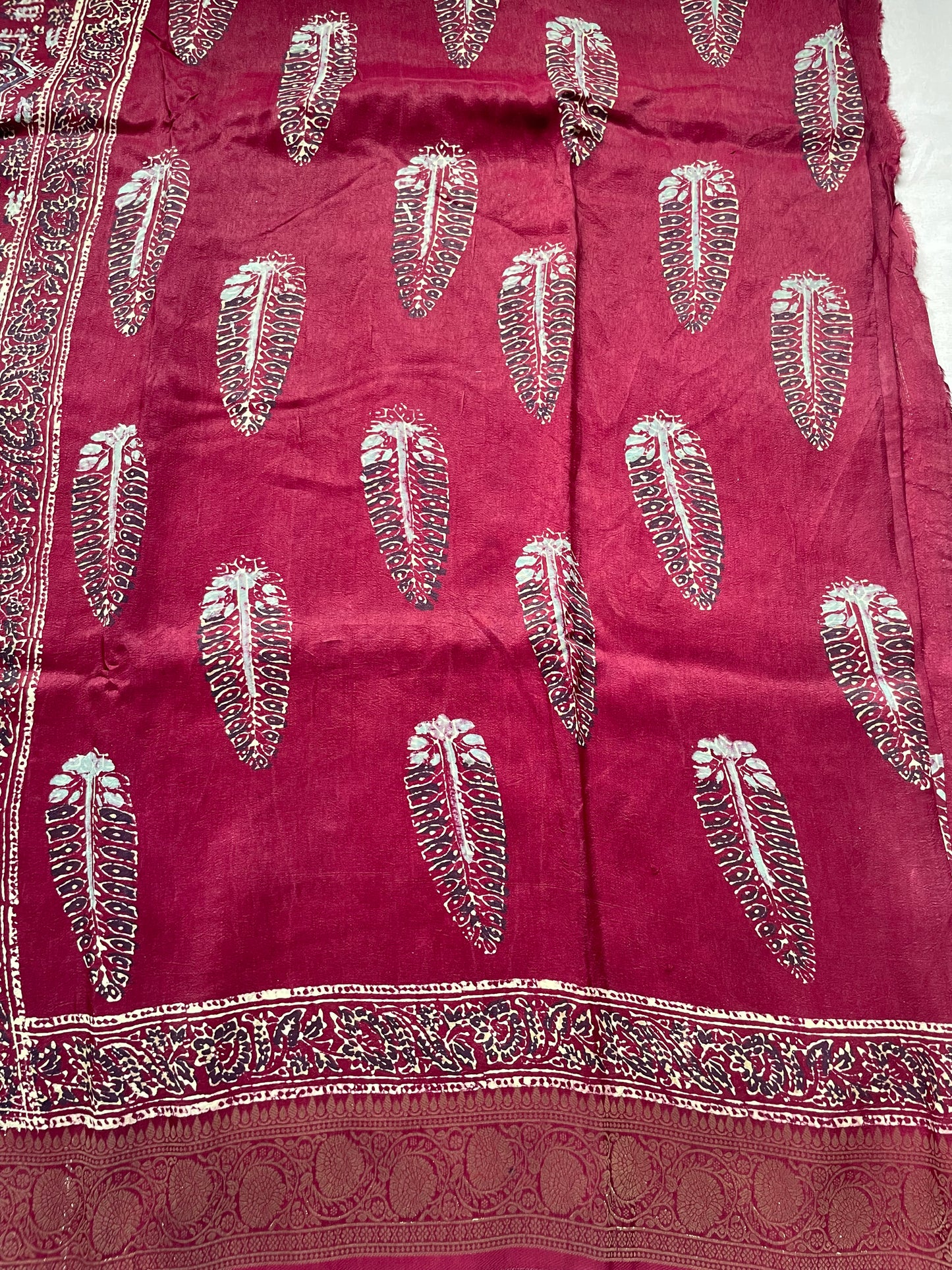 Coffee Brown Ajrakh Dola Silk Saree
