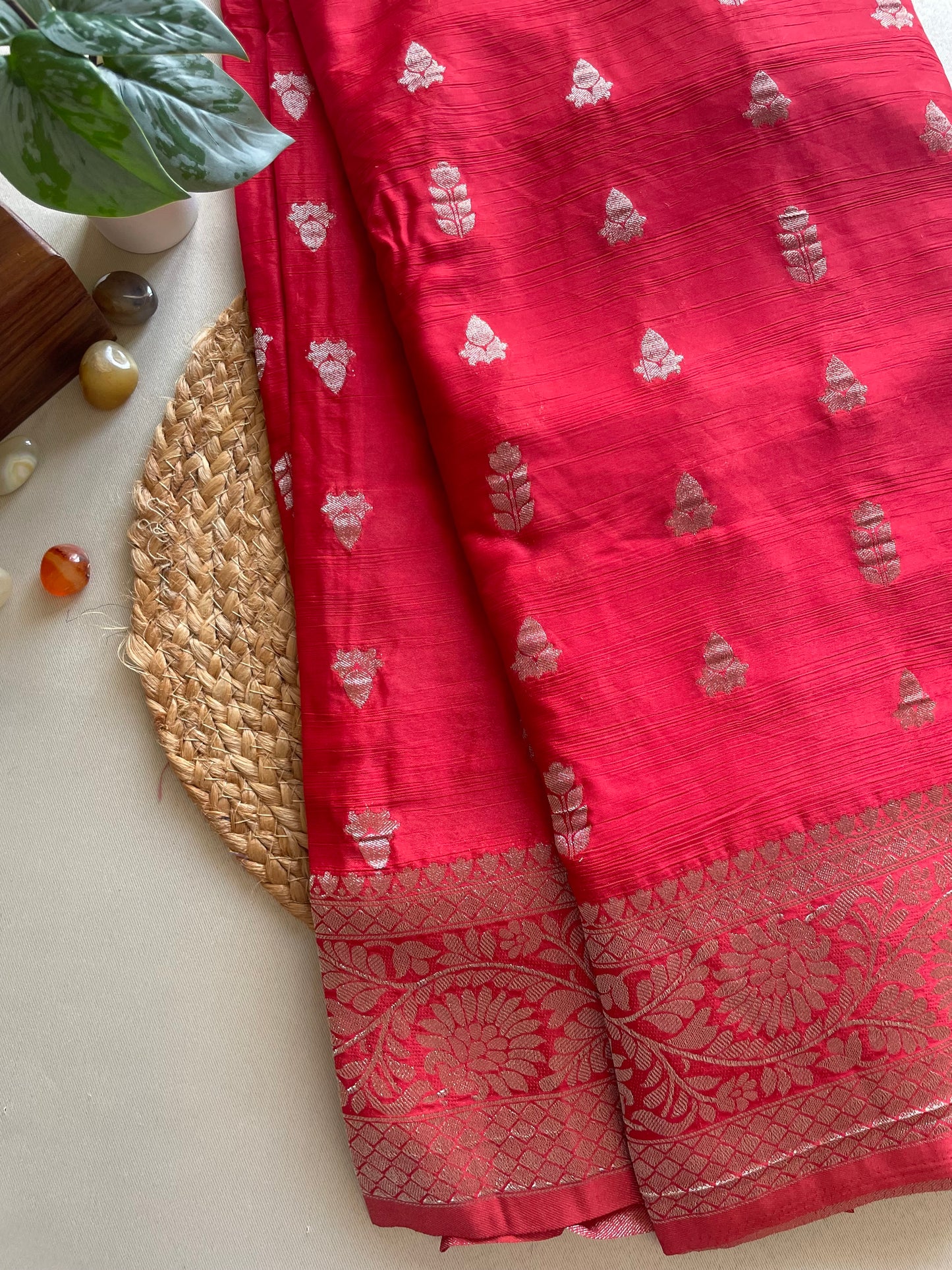 Red Banarasi Soft Crepe Saree