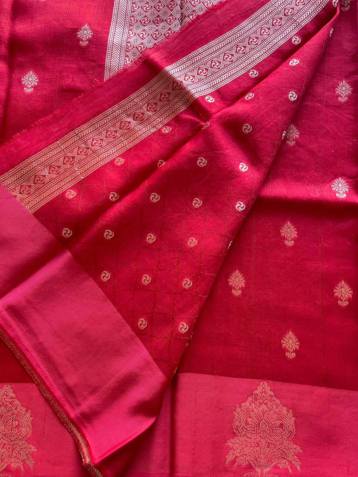 Red Banarasi Semi Raw Mango Saree