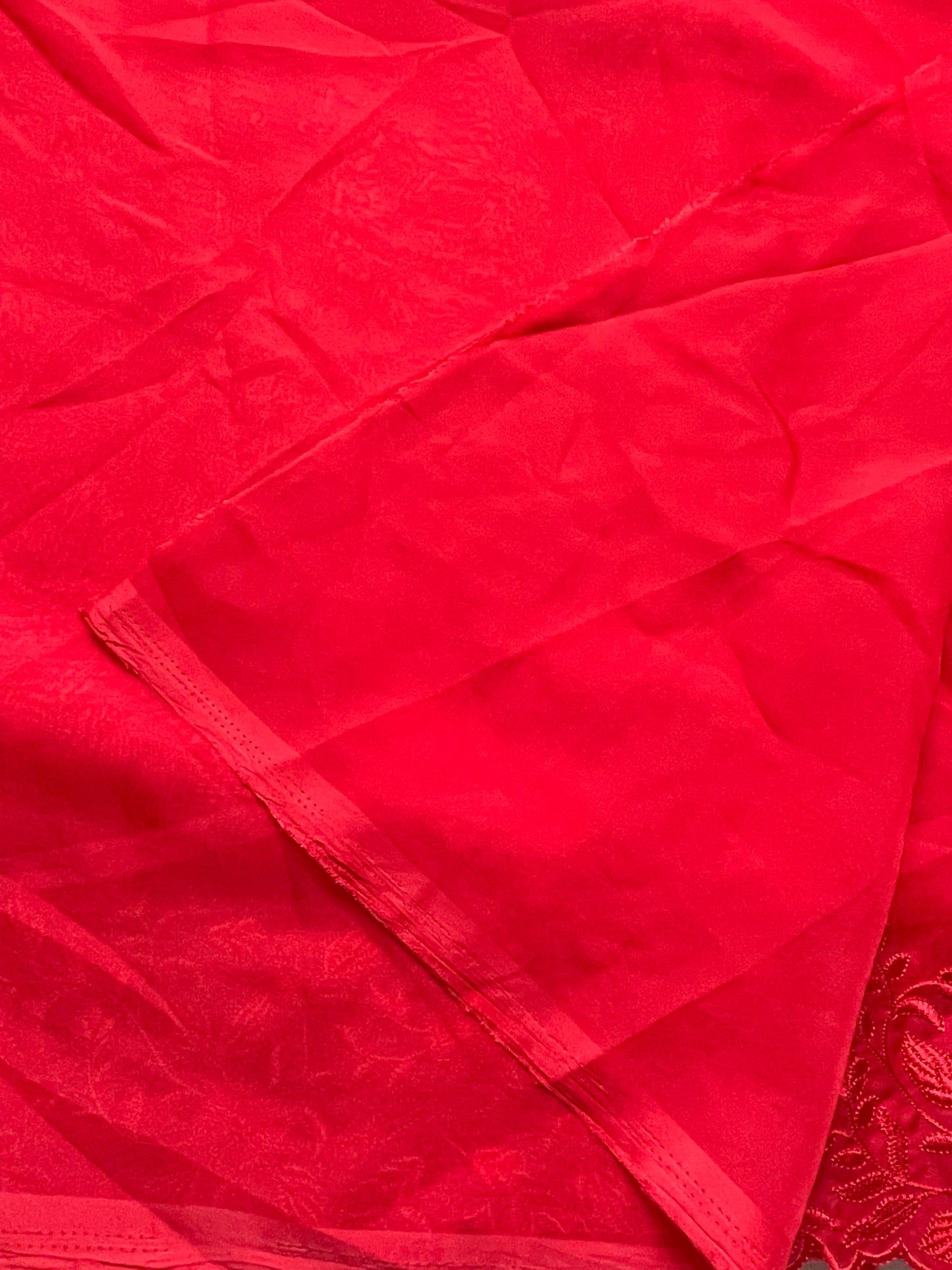 Red Cutwork Organza Saree
