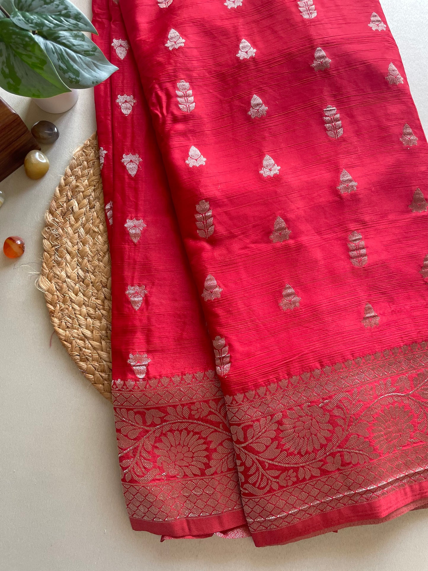 Red Banarasi Soft Crepe Saree