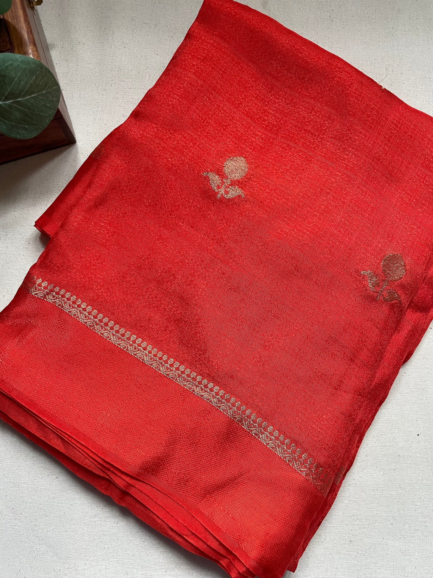 Orange Viscose Banarasi Crepe Silk Saree