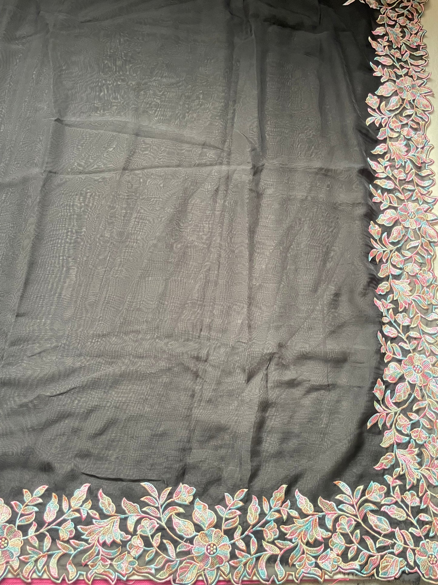 Black Cutwork Organza Saree