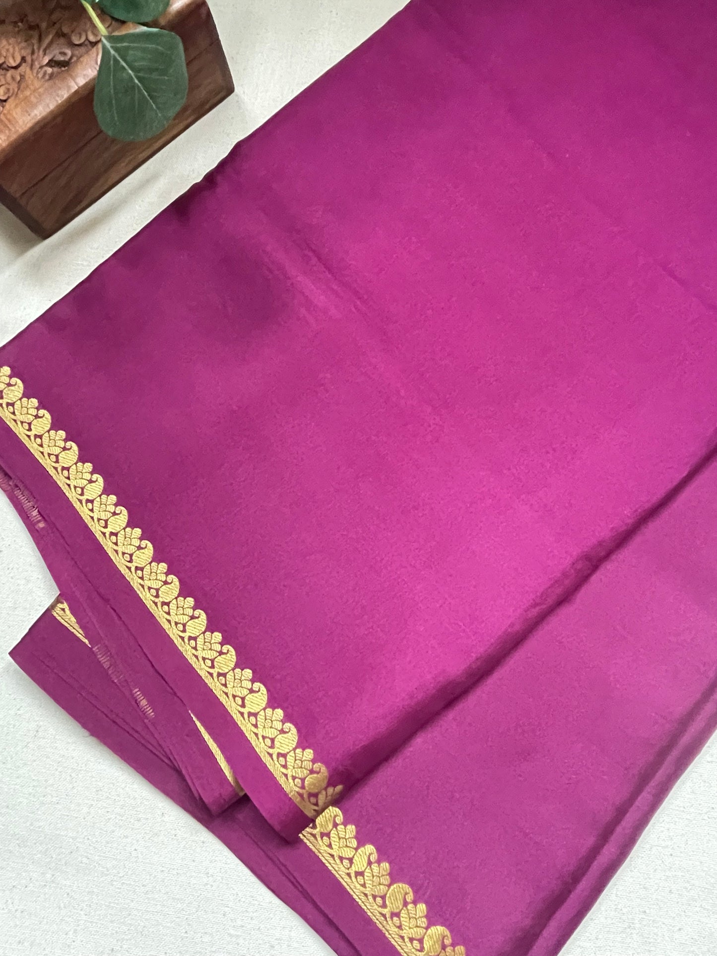 Dark Wine Small Mango Pure Mysore Crepe Silk Saree