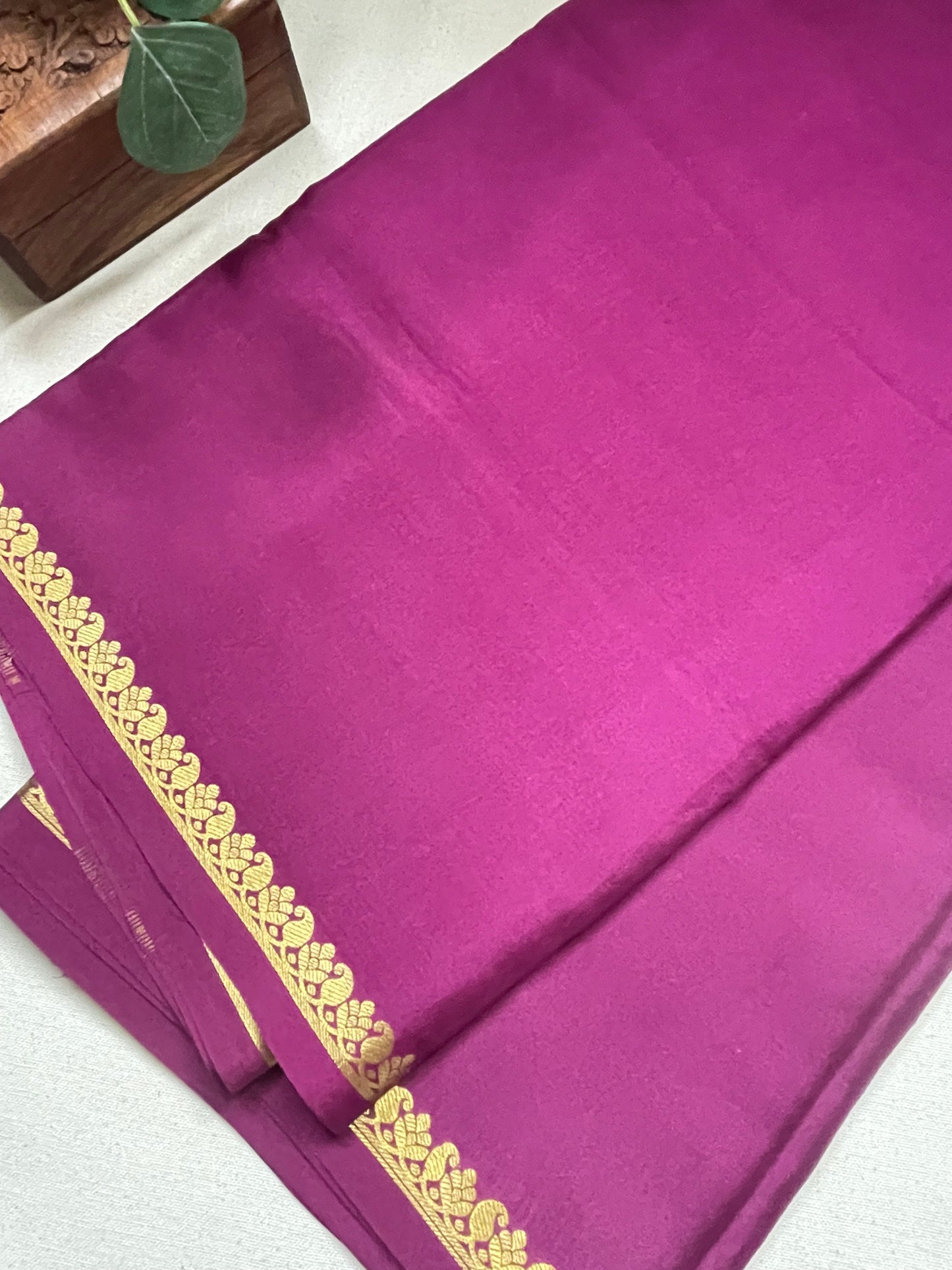 Dark Wine Small Mango Pure Mysore Crepe Silk Saree