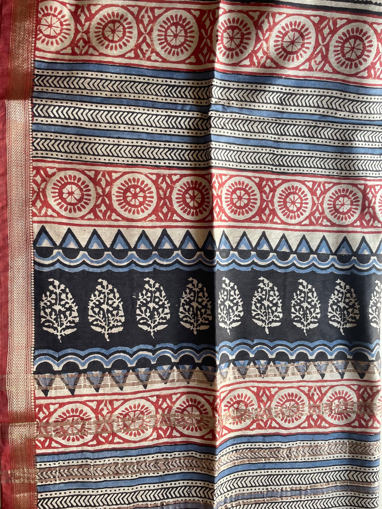 Ajrakh HandBlock 04 Maheshwari Silk Cotton Saree
