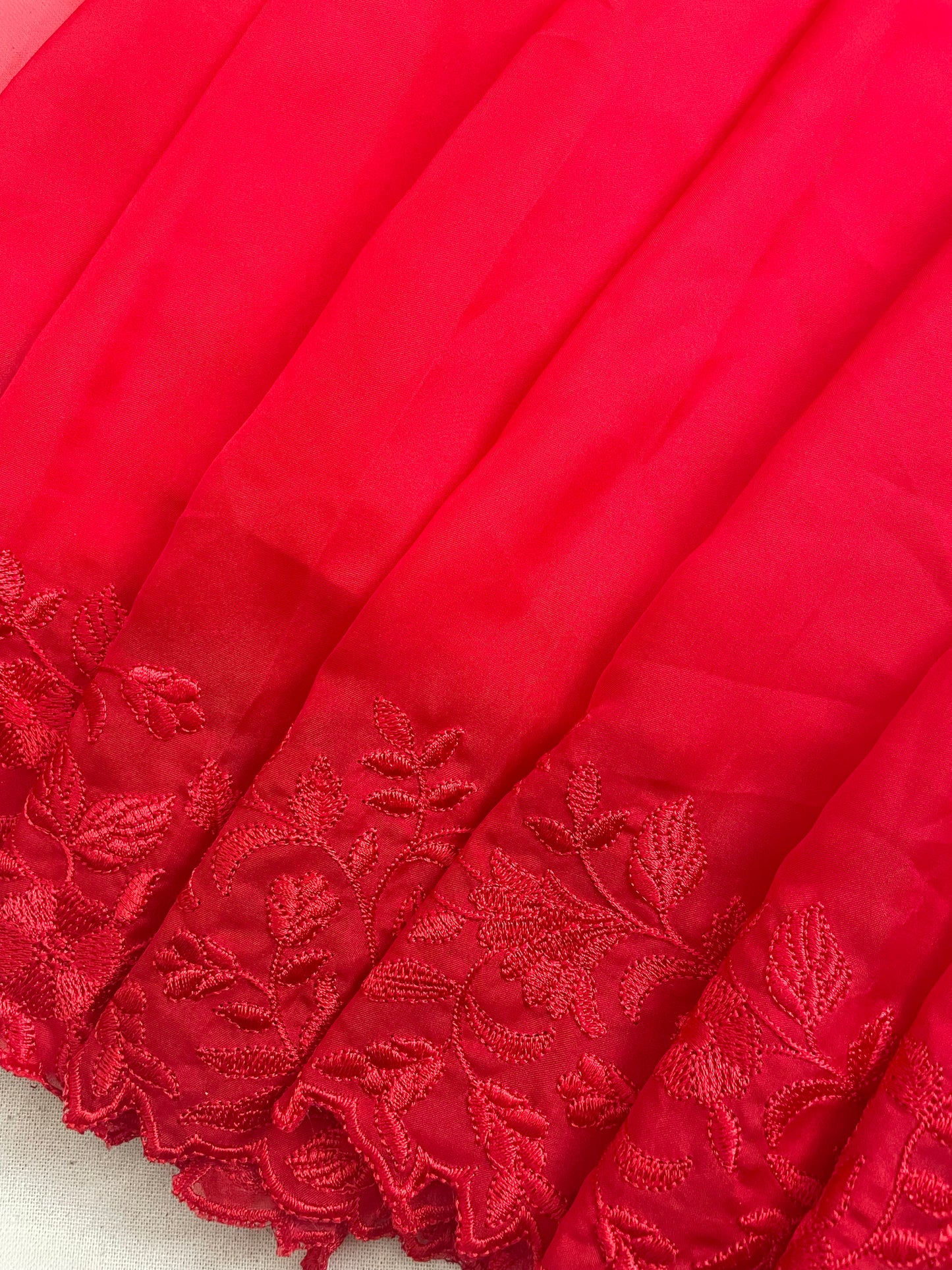 Red Cutwork Organza Saree