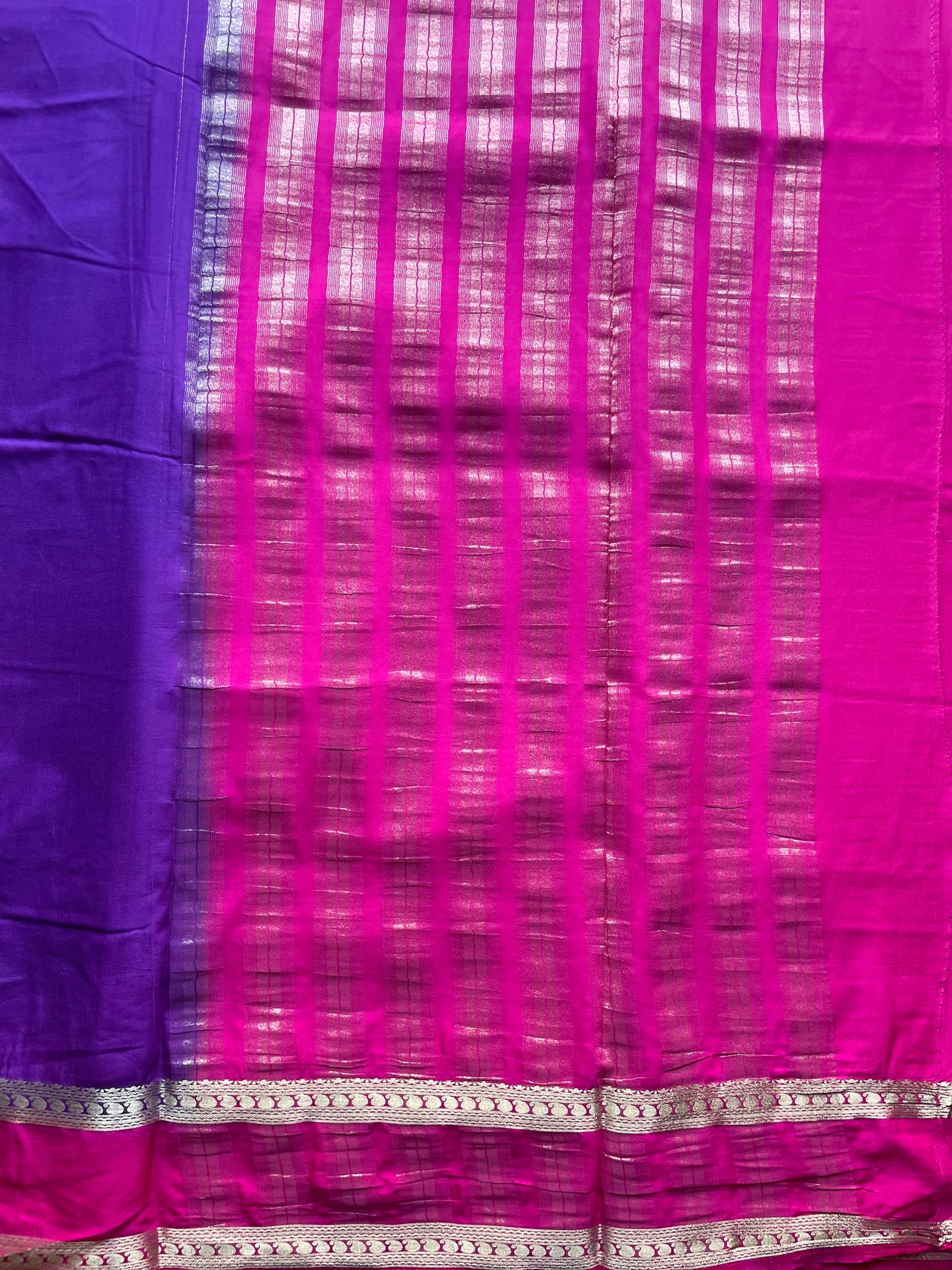 Purple and Pink Semi Mysore Silk Saree
