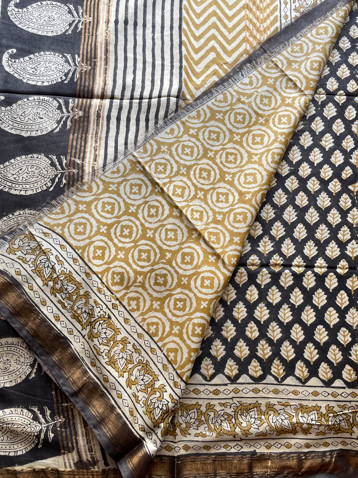 Ajrakh HandBlock 02 Chanderi Silk Cotton Saree
